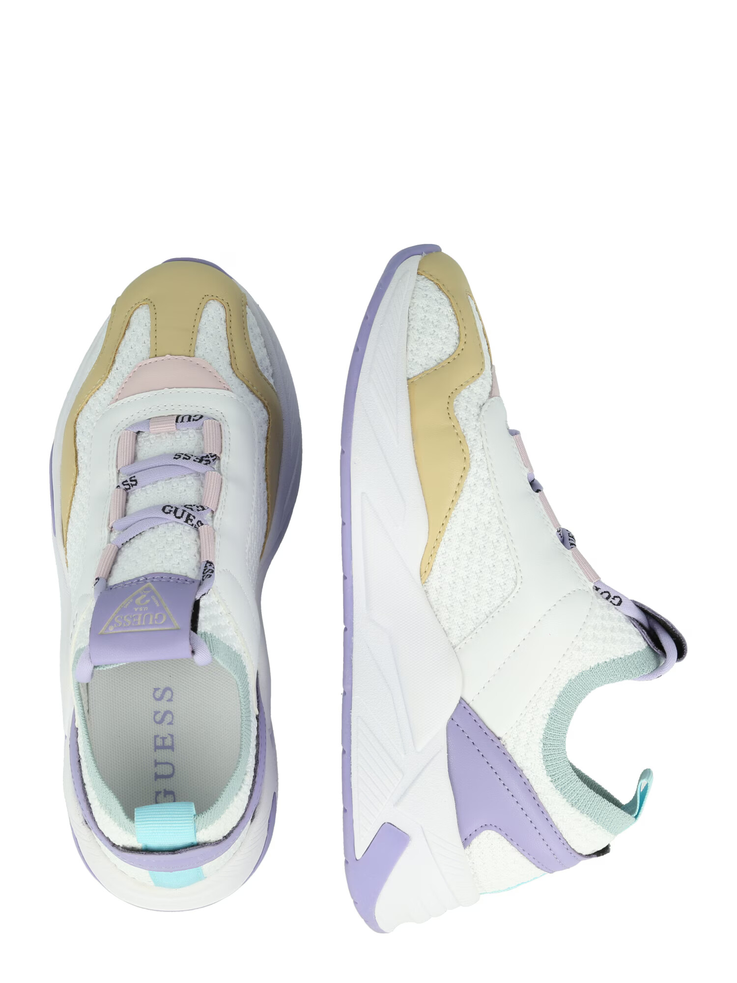 GUESS Sneaker low 'Geniver' turcoaz / galben muștar / mov deschis / alb - Pled.ro