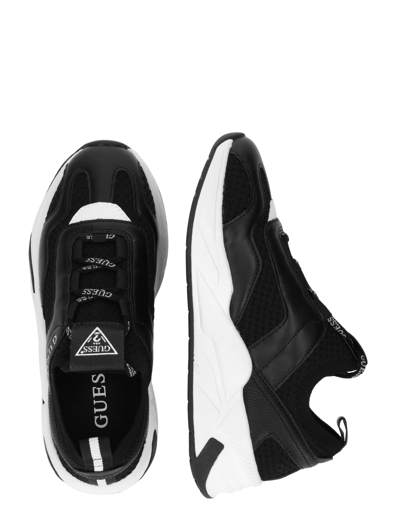 GUESS Sneaker low 'GENIVER2' negru / alb - Pled.ro