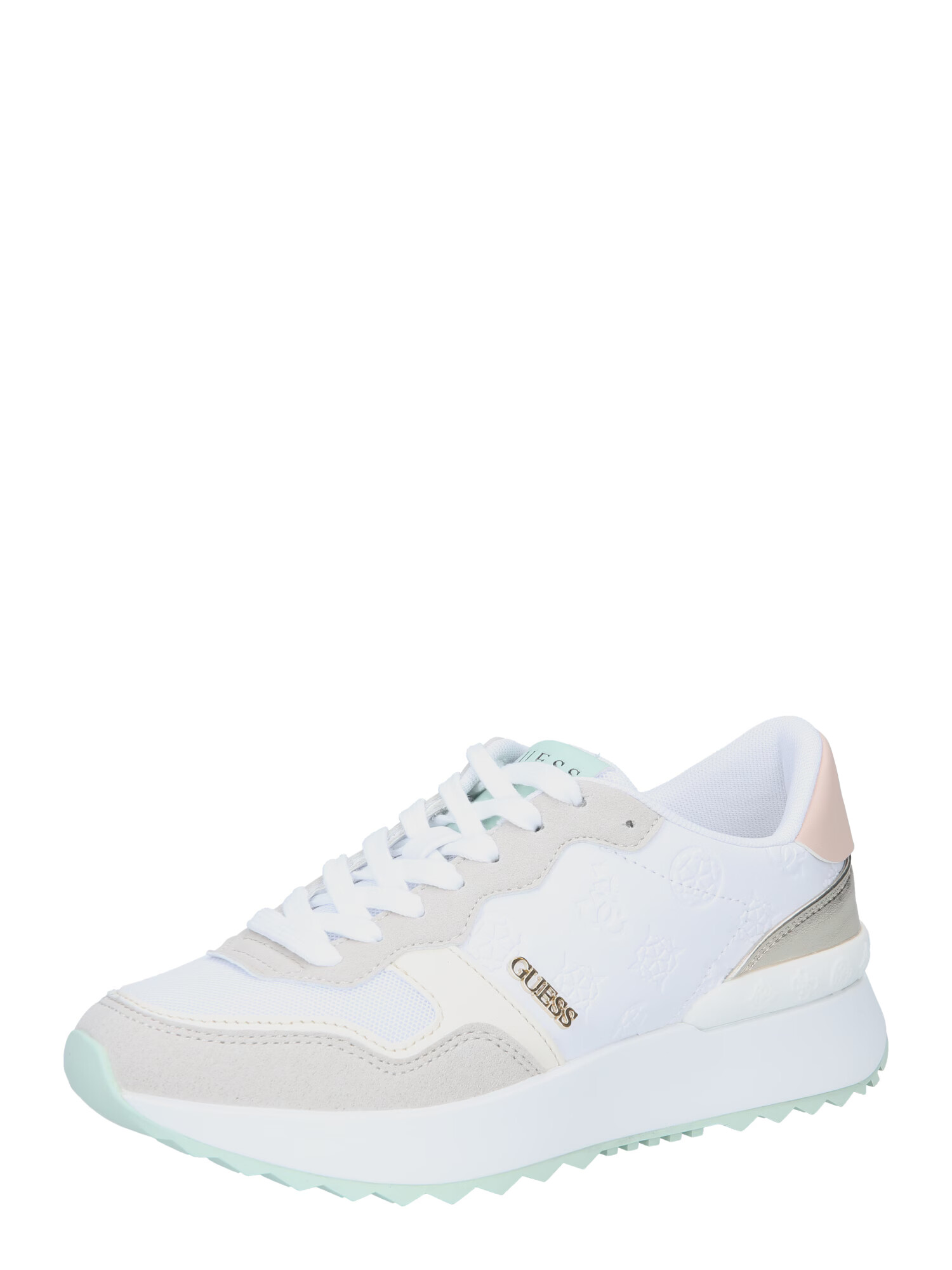 GUESS Sneaker low gri piatră / verde mentă / roz pudră / alb - Pled.ro