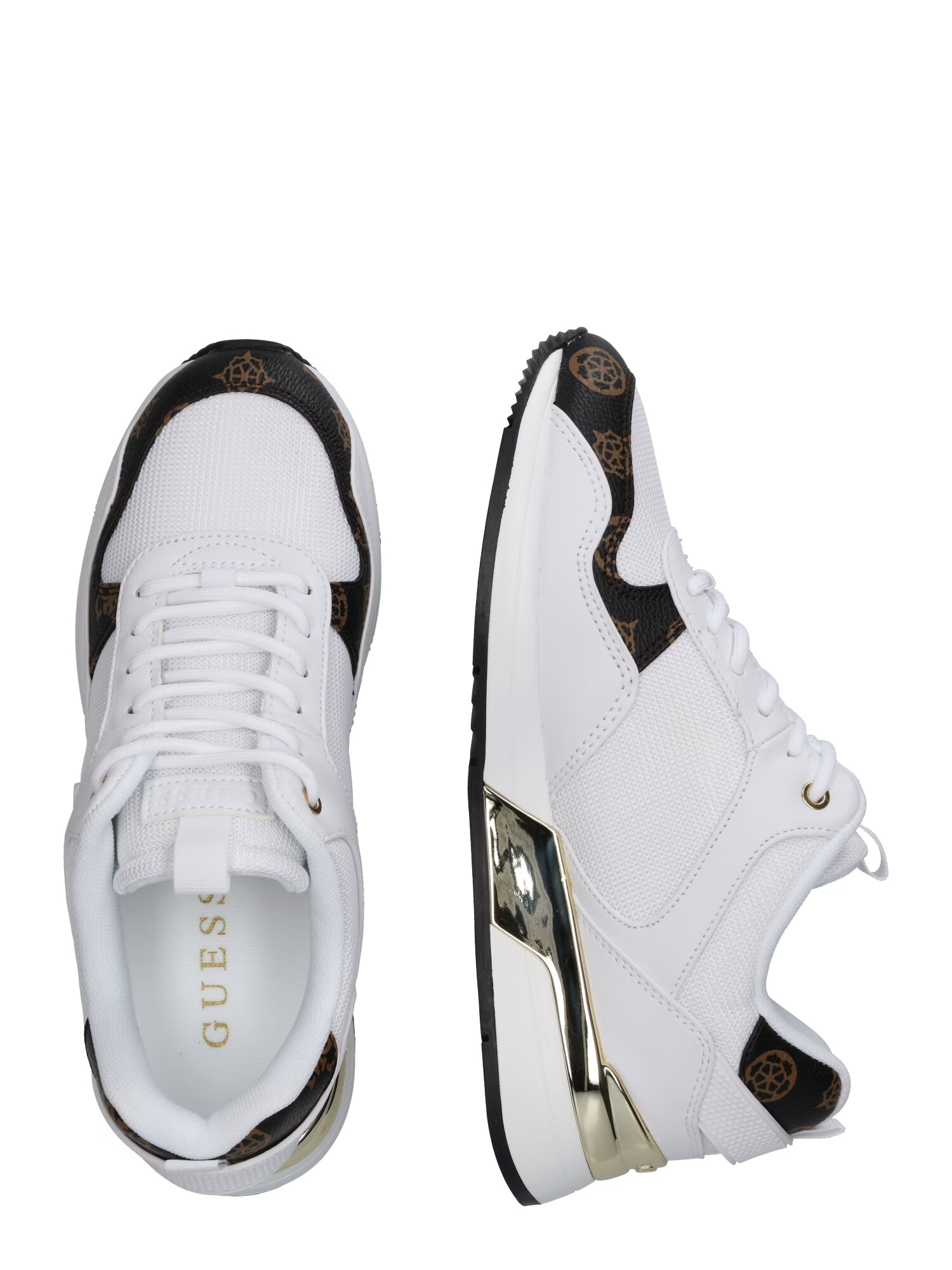 GUESS Sneaker low 'METZ' maro deschis / maro închis / auriu / alb - Pled.ro