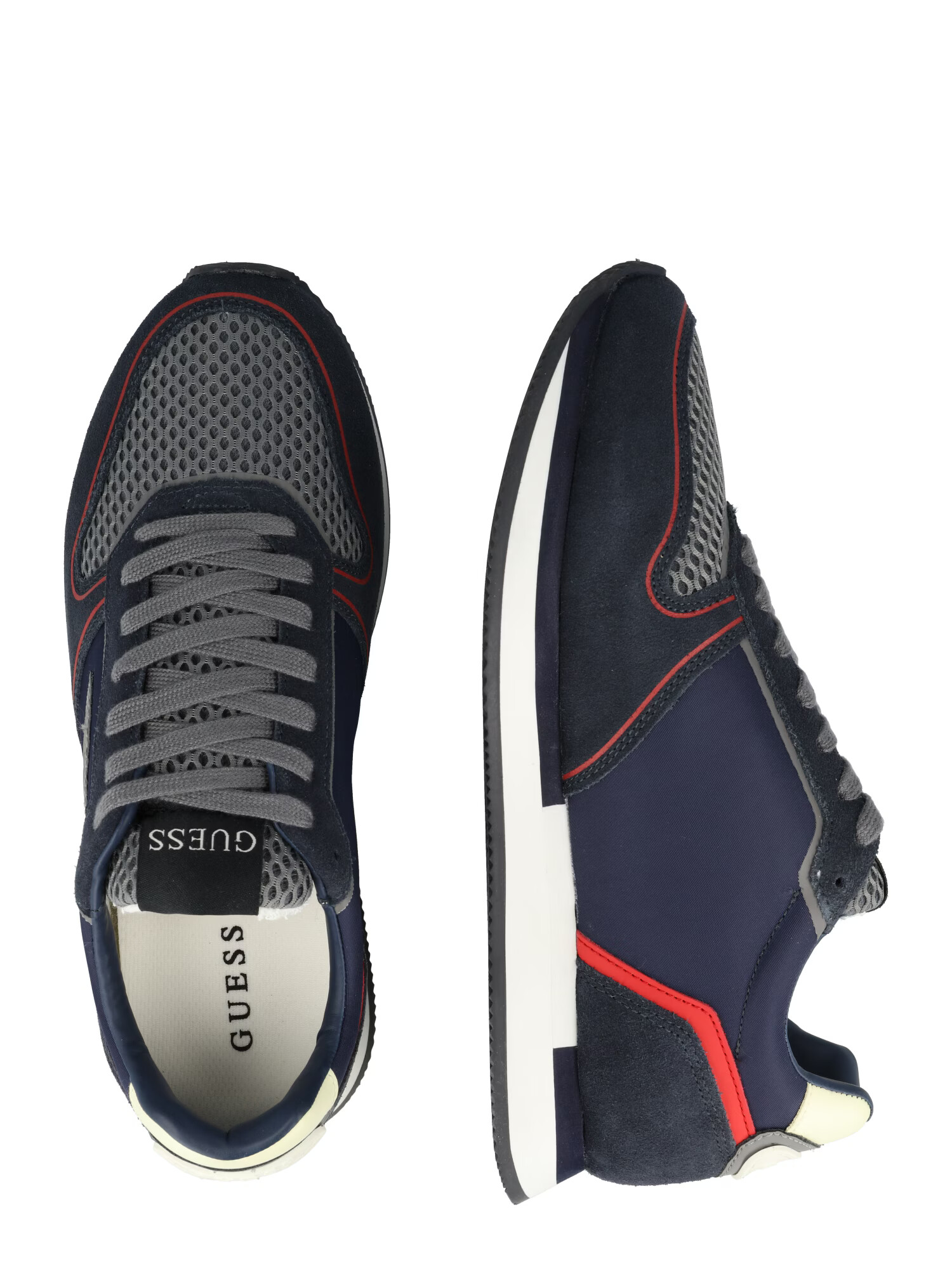 GUESS Sneaker low 'POTENZA' bleumarin / gri închis / roși aprins - Pled.ro