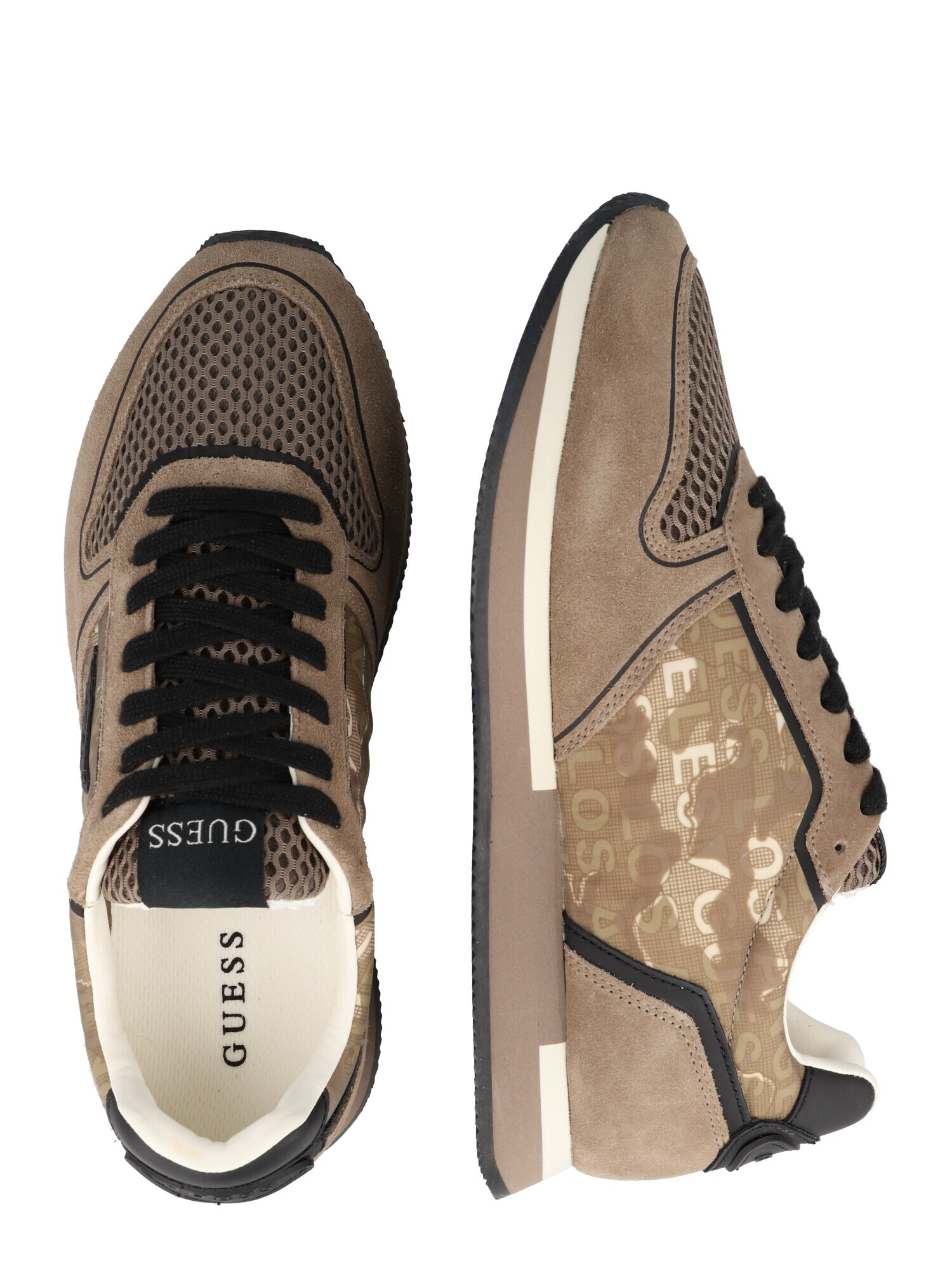 GUESS Sneaker low 'POTENZA' maro / negru / alb - Pled.ro