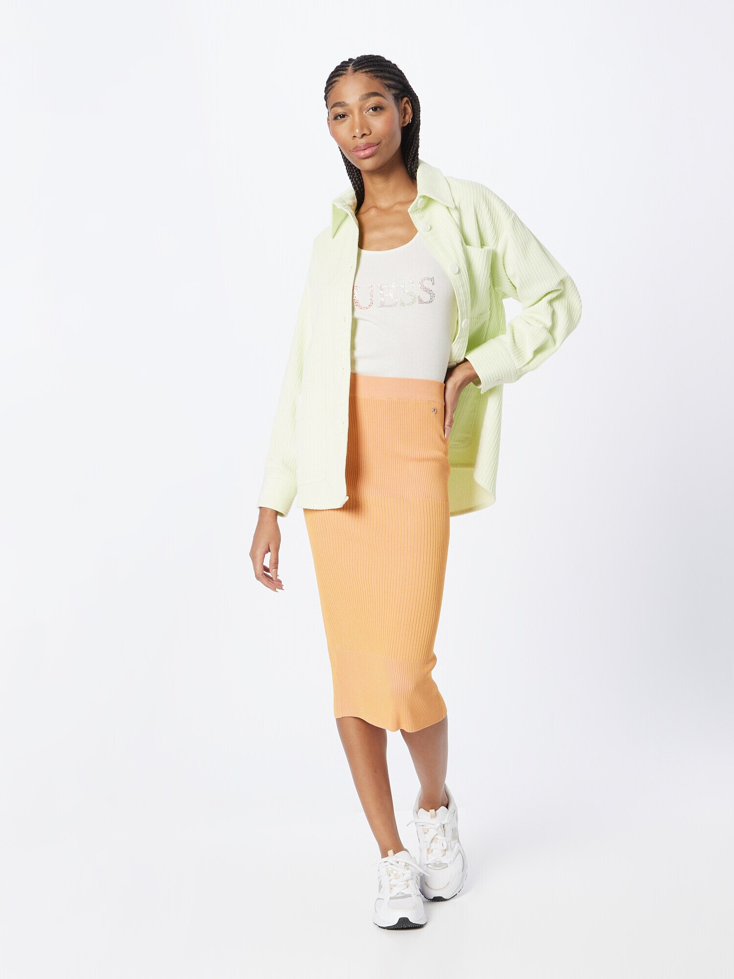 GUESS Top verde pastel / roz / roz deschis / alb - Pled.ro