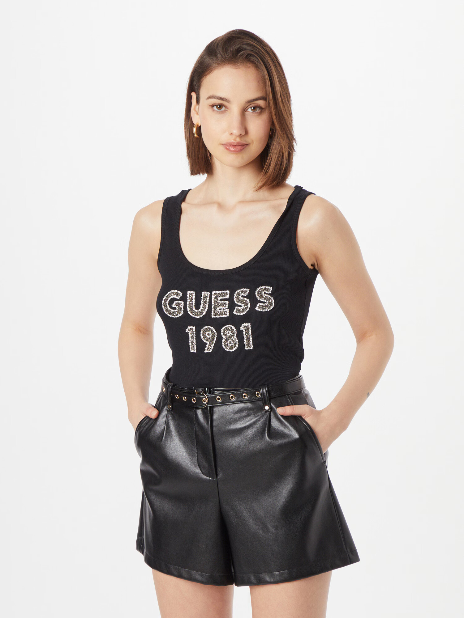 GUESS Top auriu / negru / alb - Pled.ro