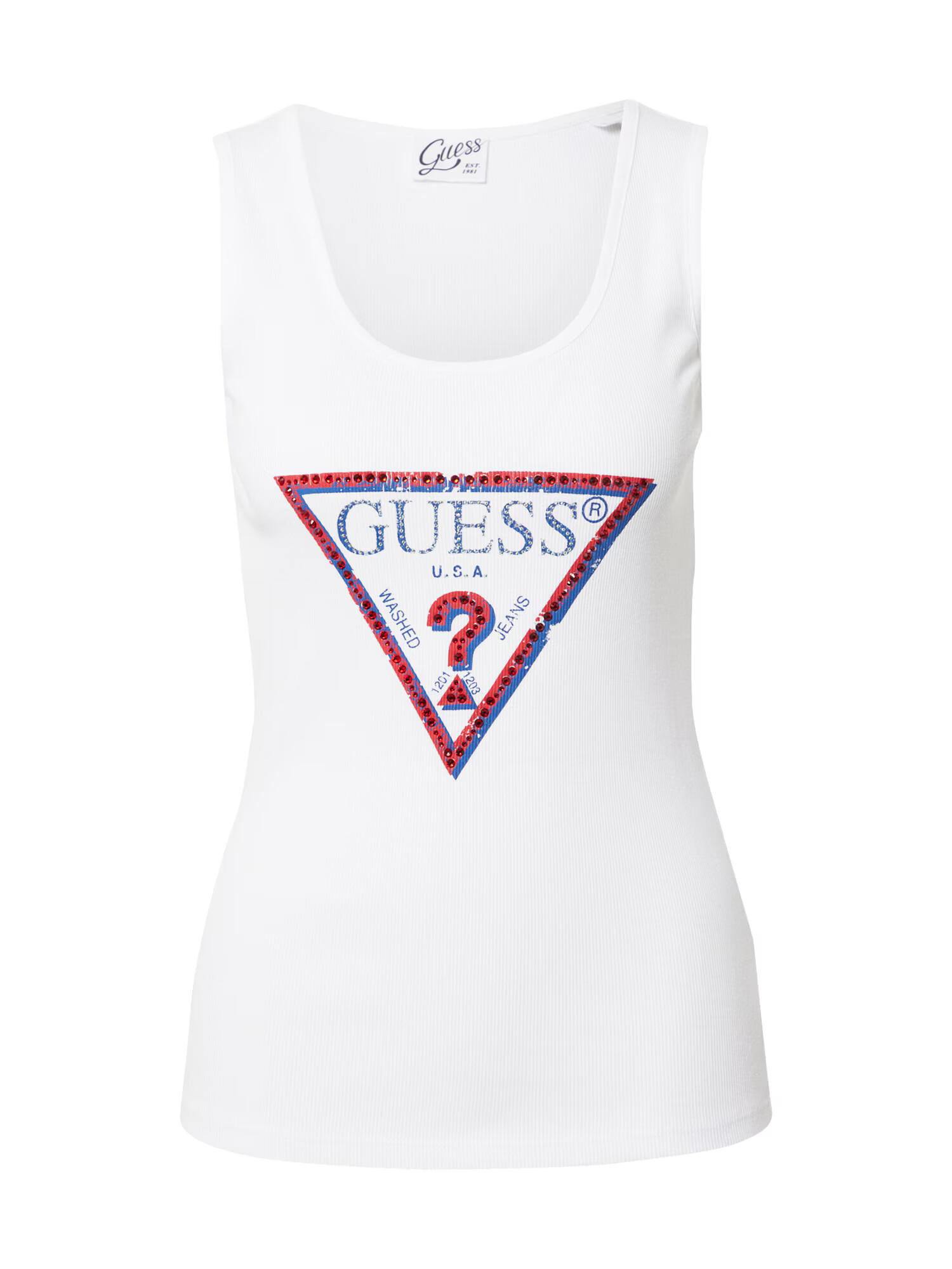 GUESS Top 'Olympia' albastru / roșu / alb - Pled.ro