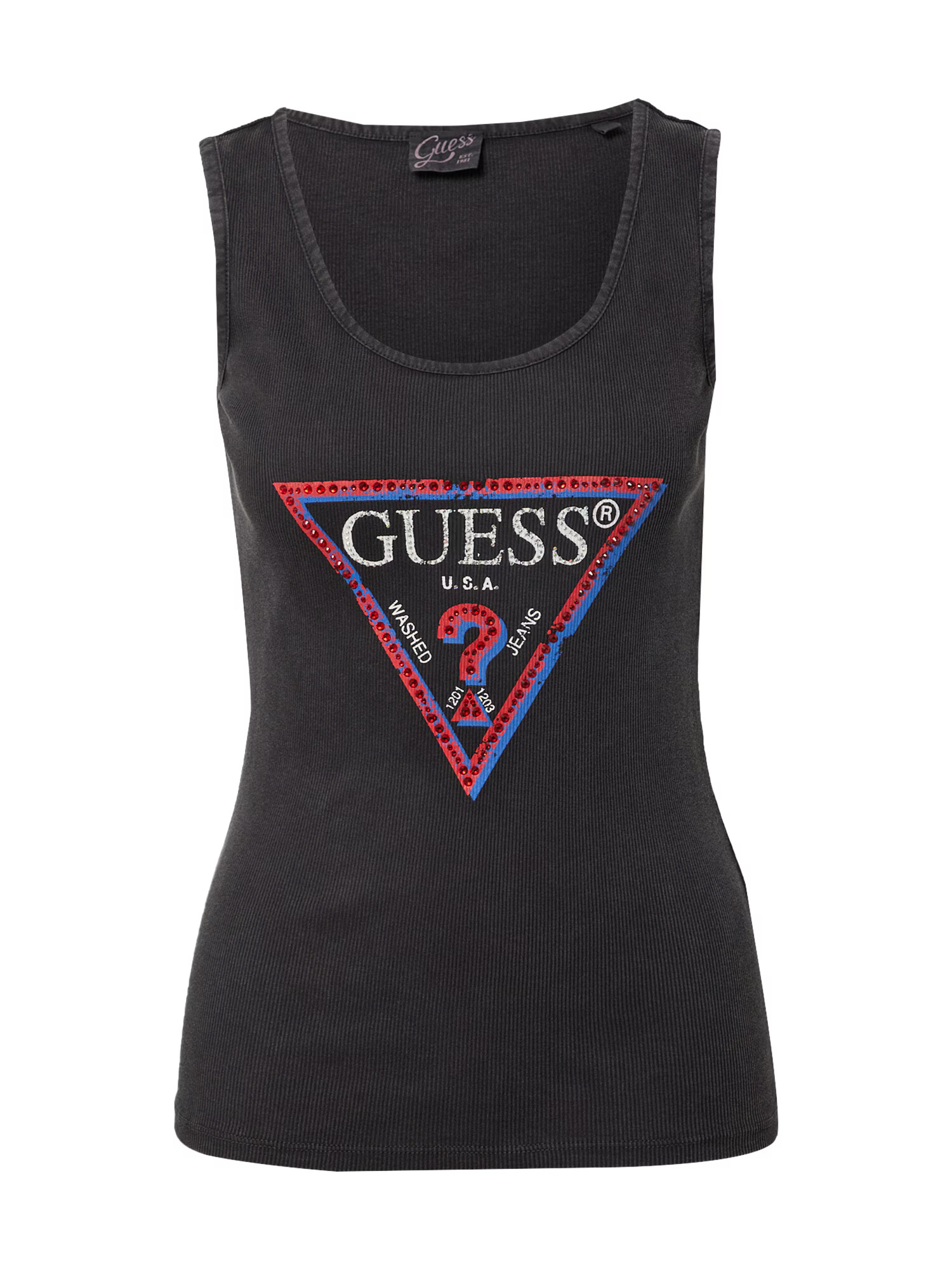 GUESS Top 'Olympia' albastru / roșu / negru / alb - Pled.ro