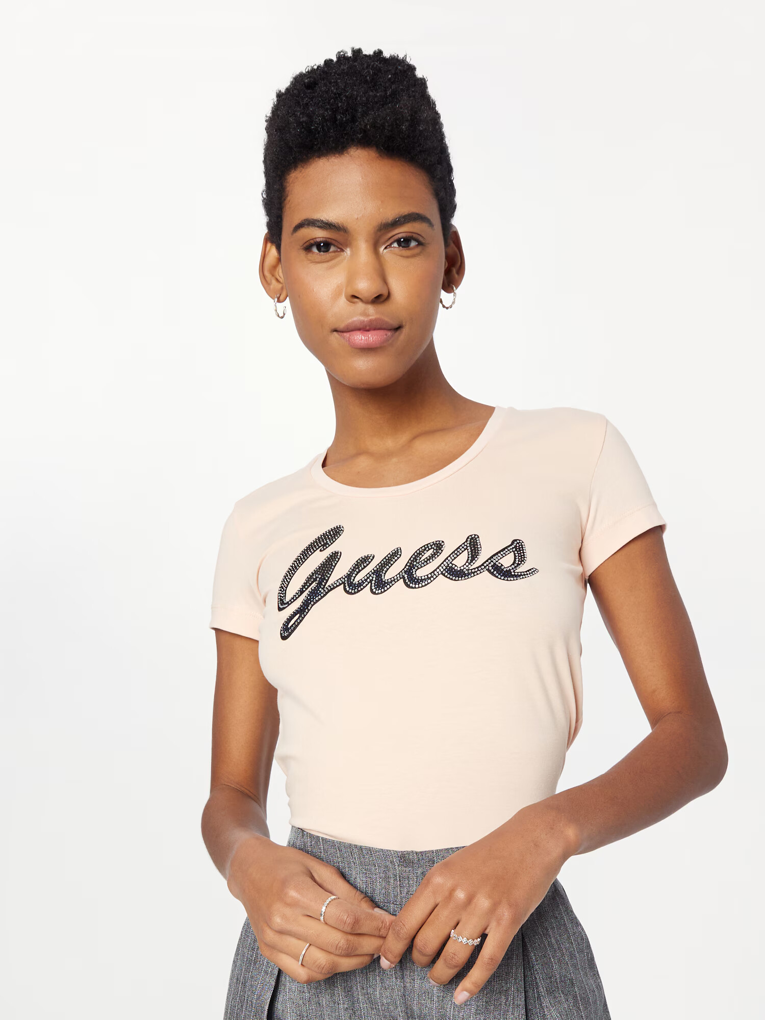 GUESS Tricou 'ADRIANA' rosé / negru - Pled.ro