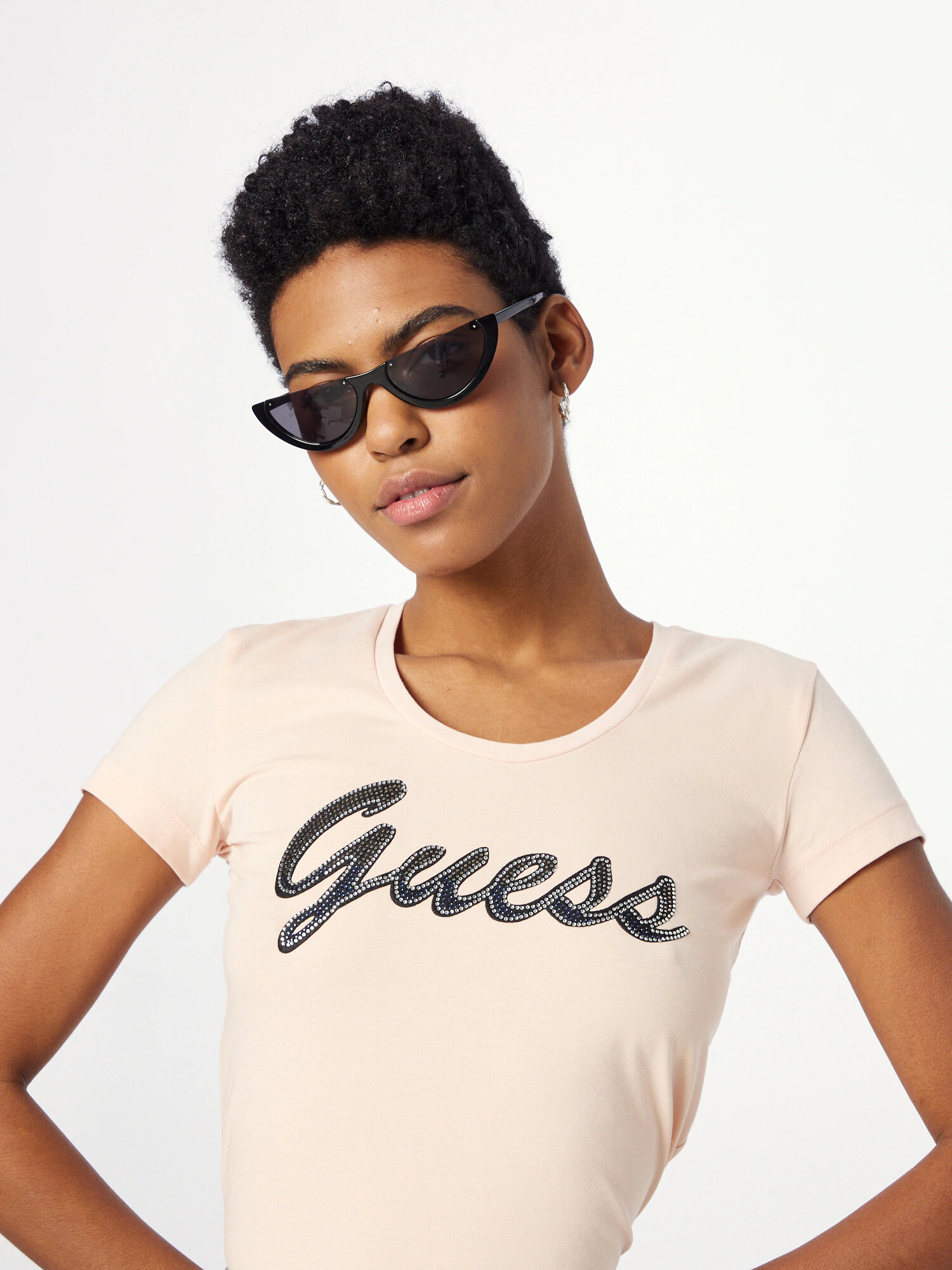 GUESS Tricou 'ADRIANA' rosé / negru - Pled.ro