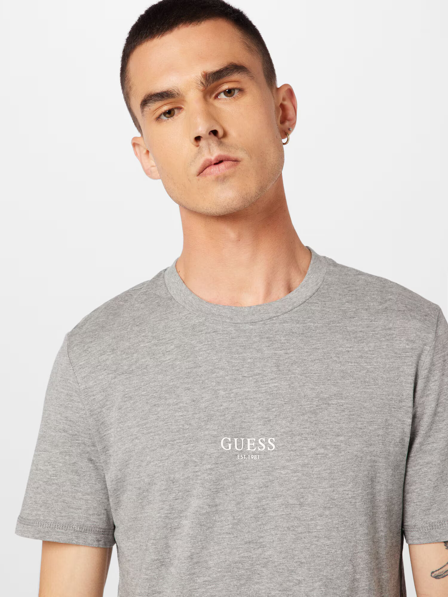 GUESS Tricou 'Aidy' gri amestecat / alb - Pled.ro