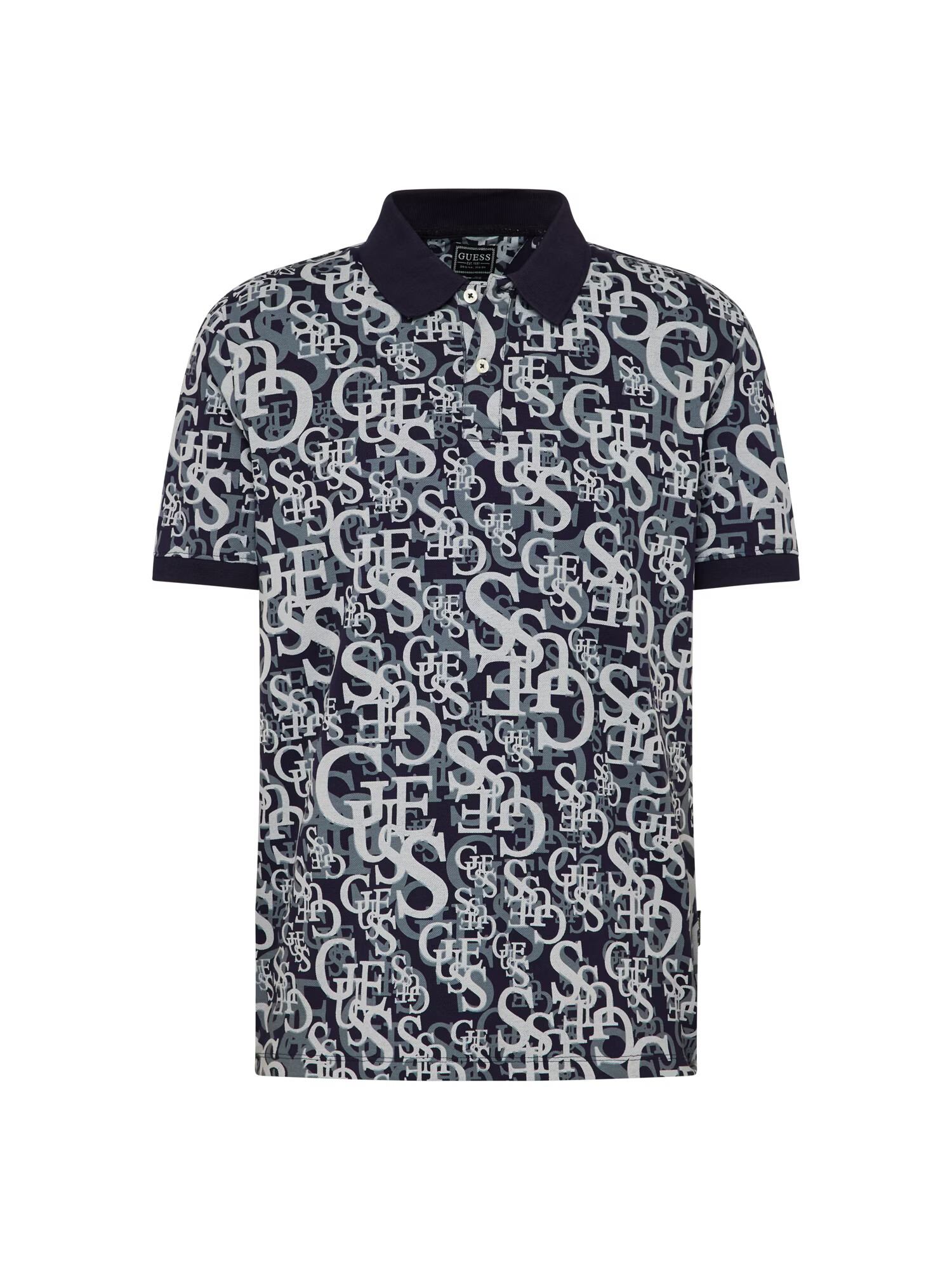 GUESS Tricou 'AIRDIN' bleumarin / gri bazalt / gri deschis - Pled.ro