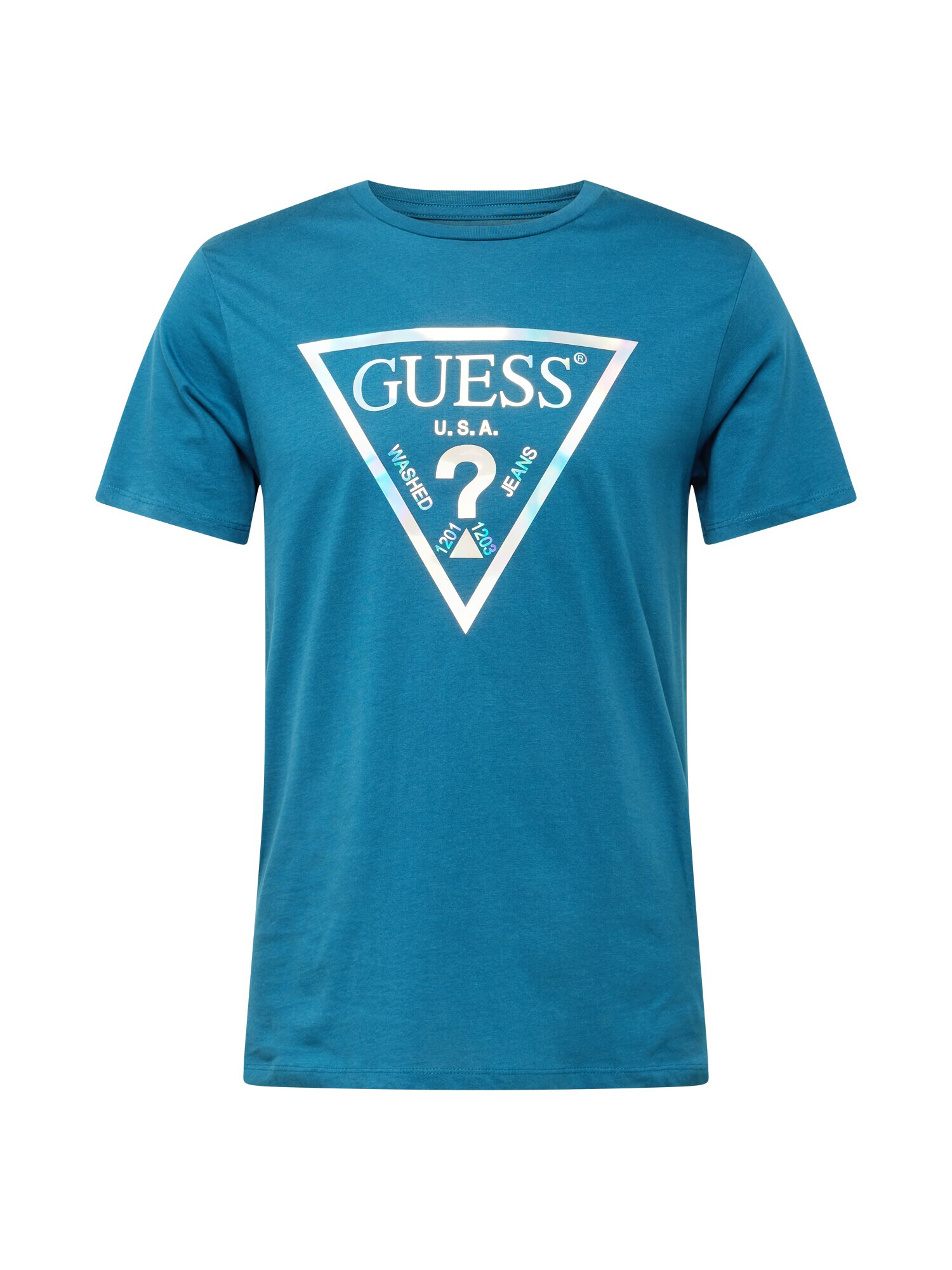 GUESS Tricou albastru / alb - Pled.ro