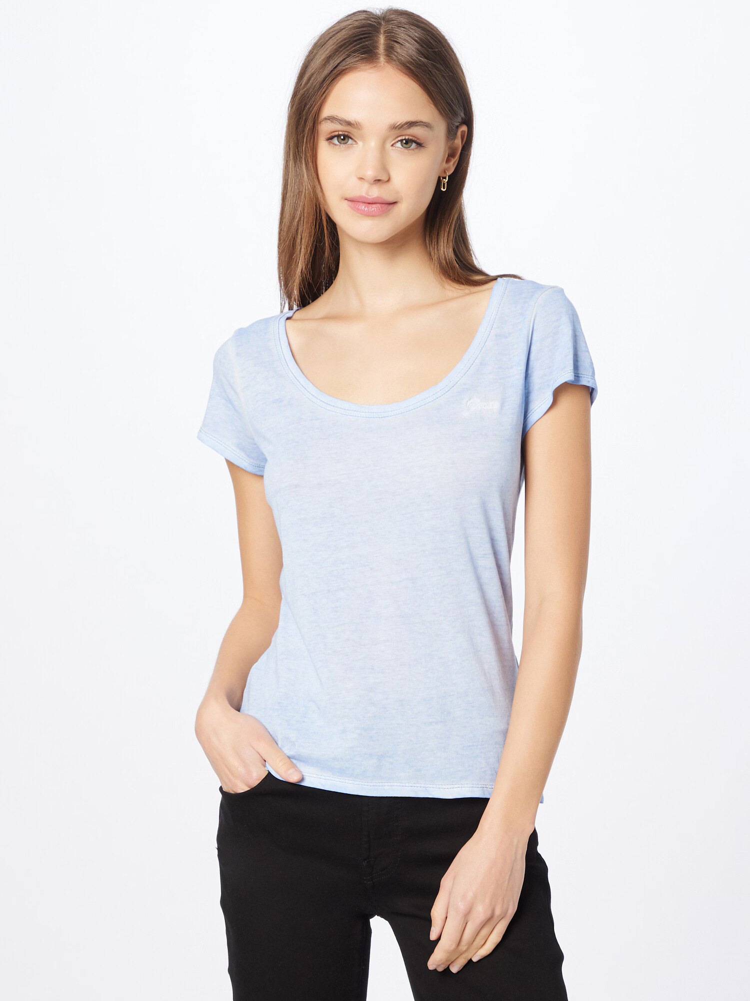 GUESS Tricou albastru amestec - Pled.ro