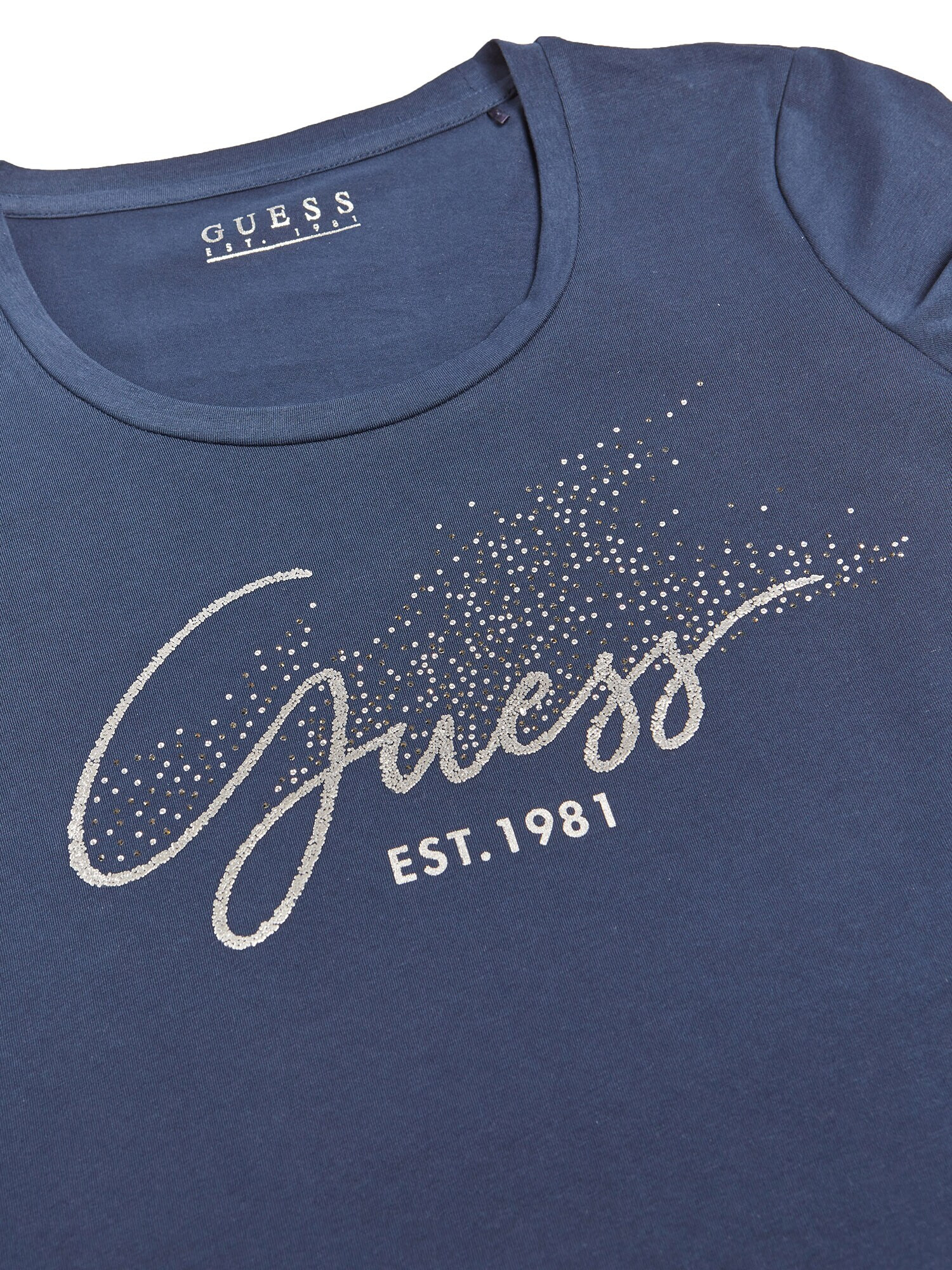 GUESS Tricou albastru / argintiu - Pled.ro