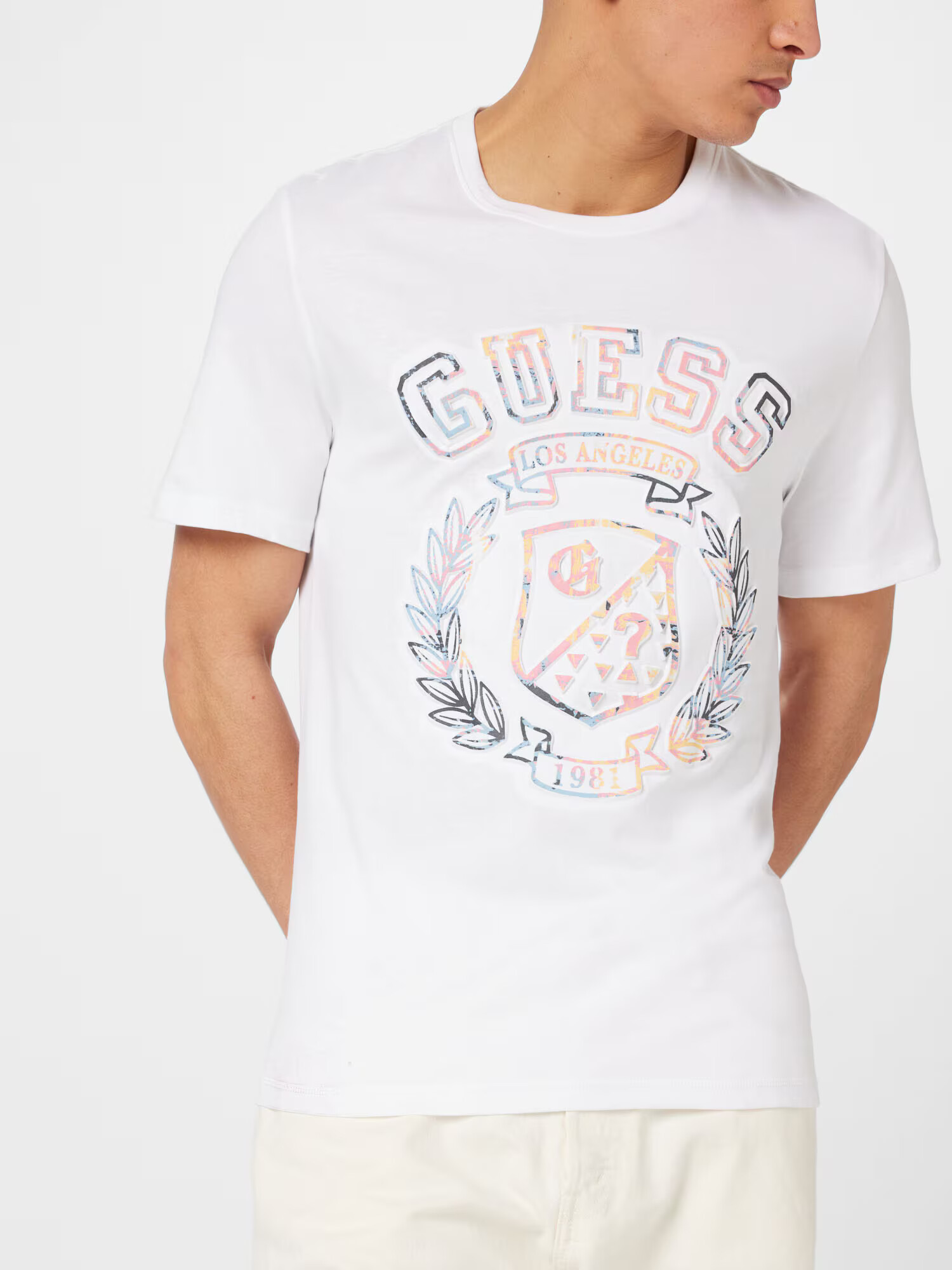 GUESS Tricou albastru deschis / galben închis / negru / alb - Pled.ro