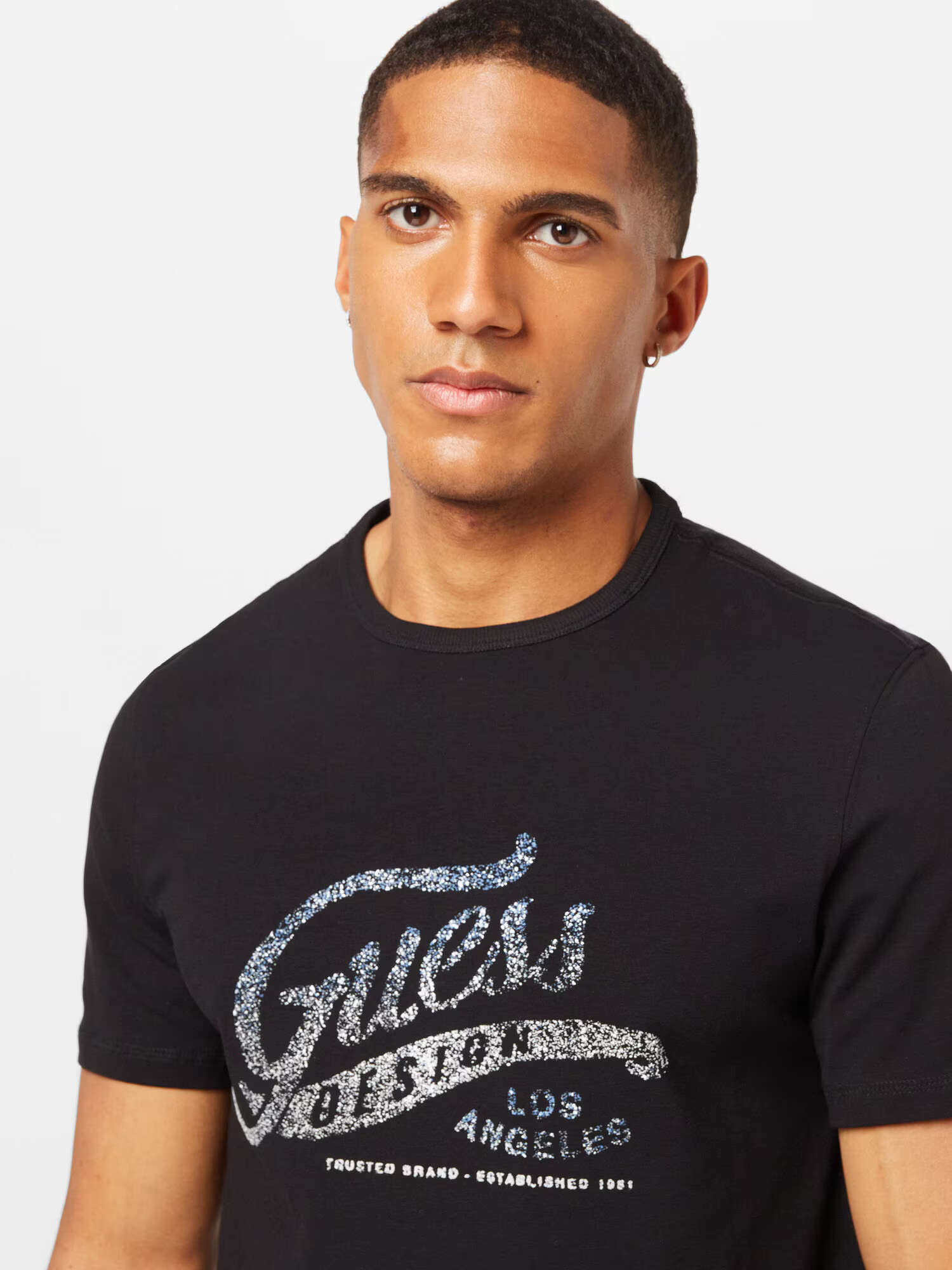 GUESS Tricou albastru deschis / negru / alb - Pled.ro