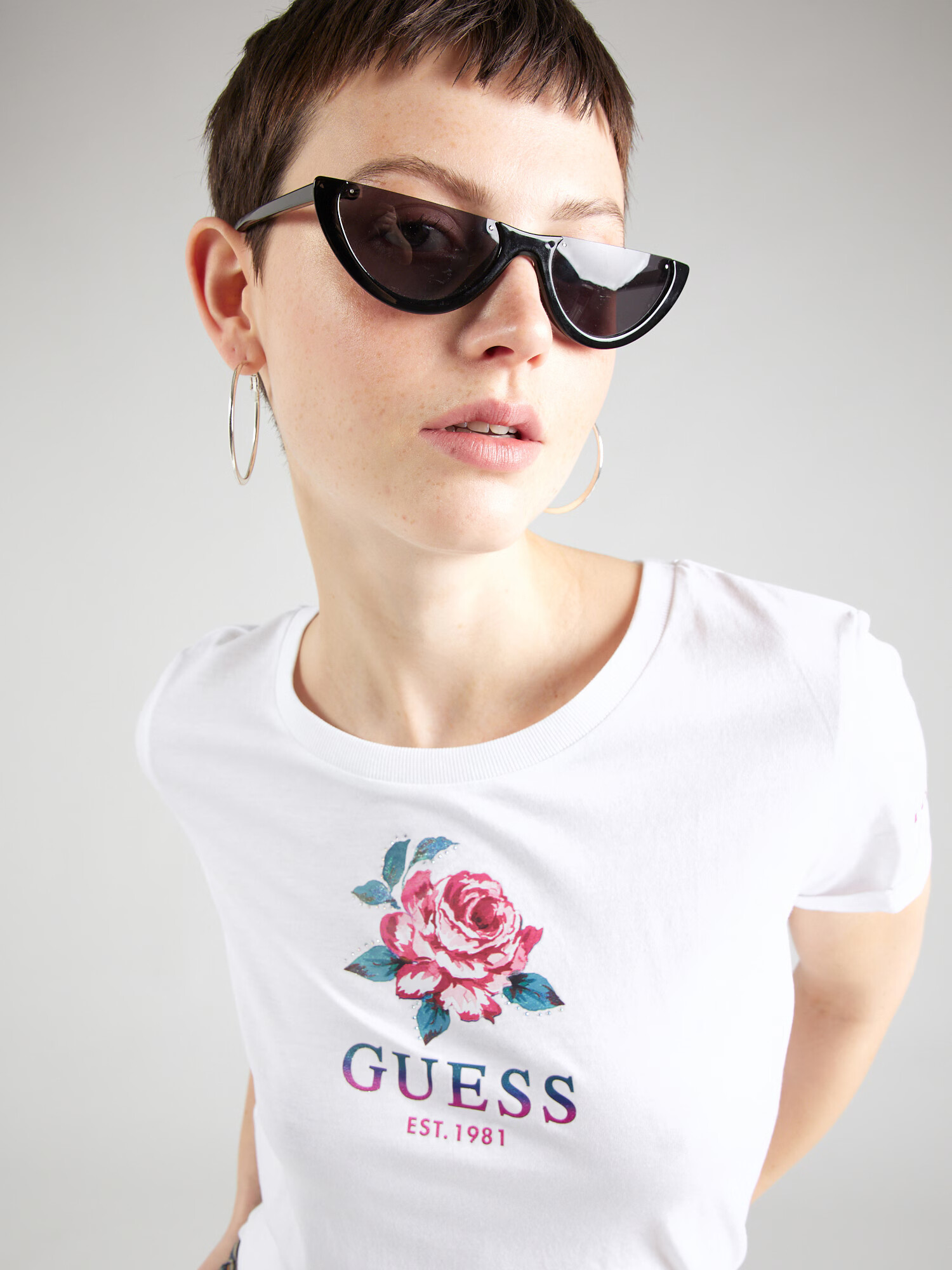 GUESS Tricou albastru deschis / roz / roșu / alb - Pled.ro