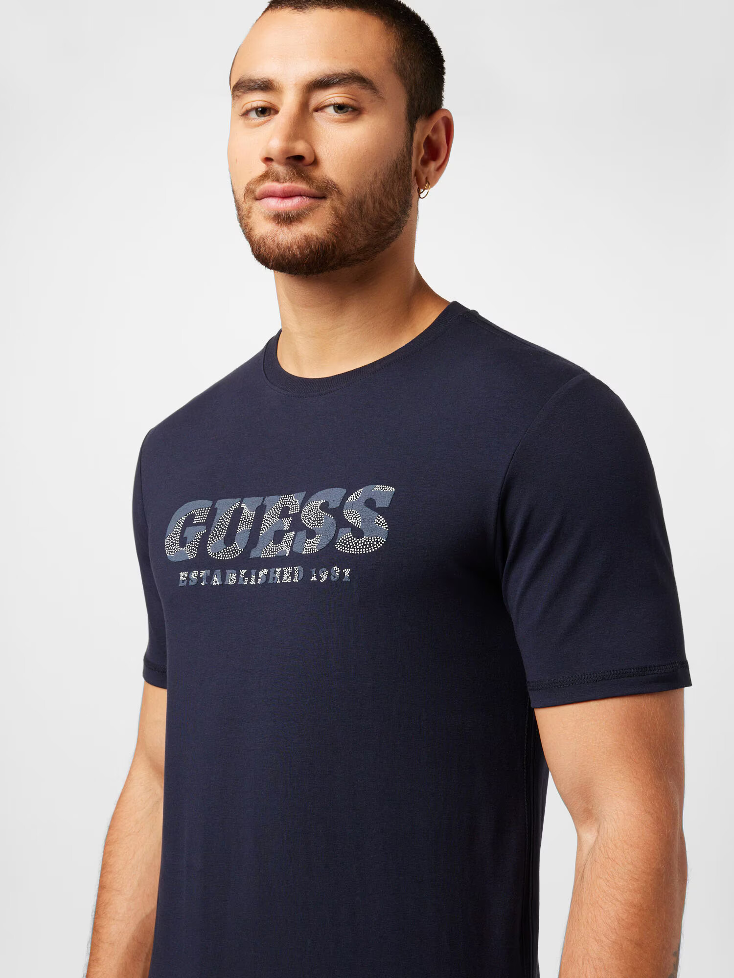 GUESS Tricou albastru fumuriu / albastru închis / alb - Pled.ro