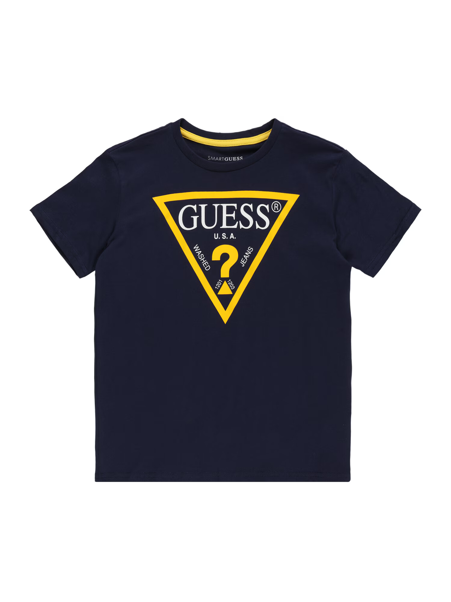 GUESS Tricou albastru închis / galben / alb - Pled.ro