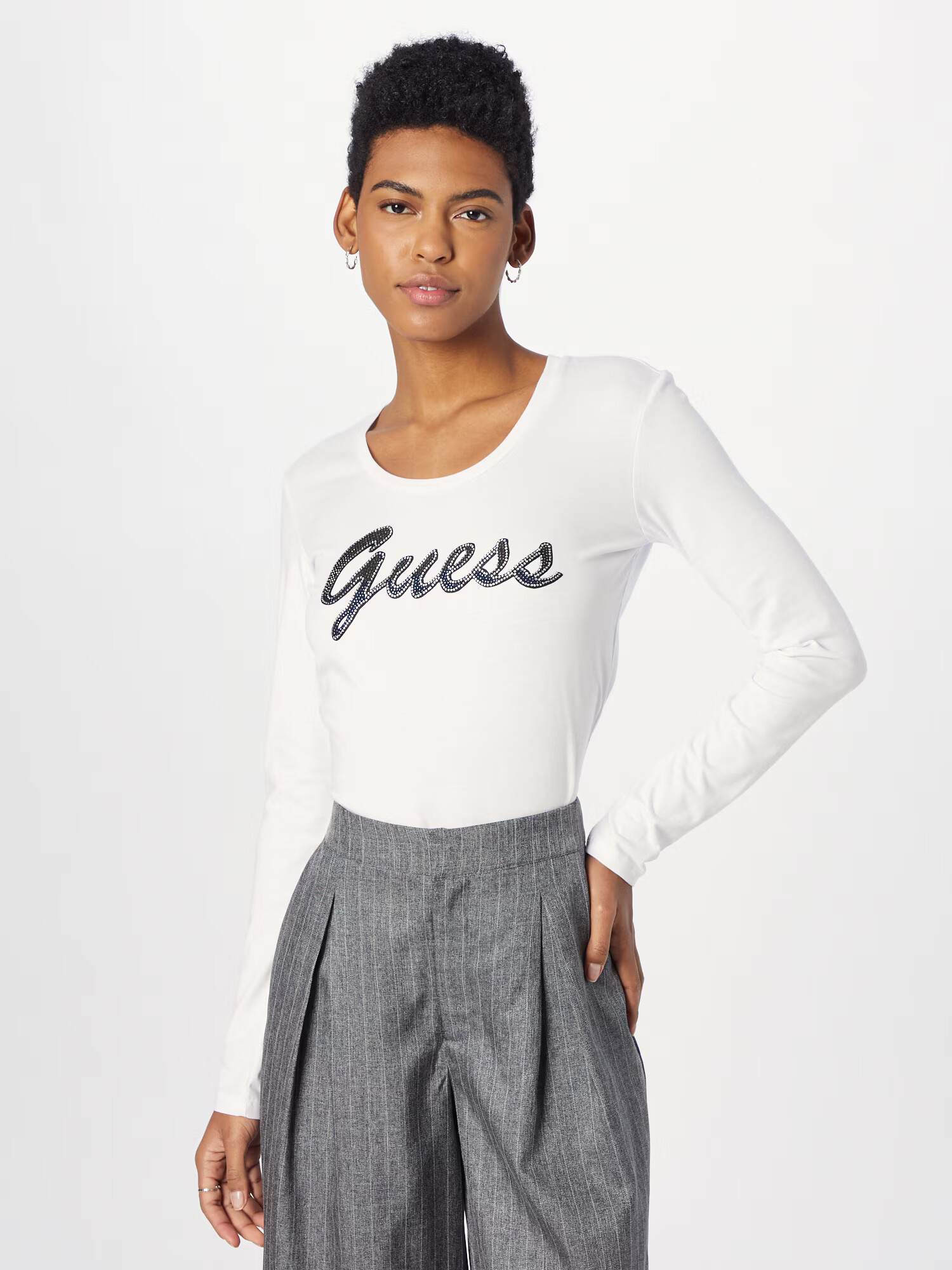 GUESS Tricou albastru / kaki / negru / alb - Pled.ro