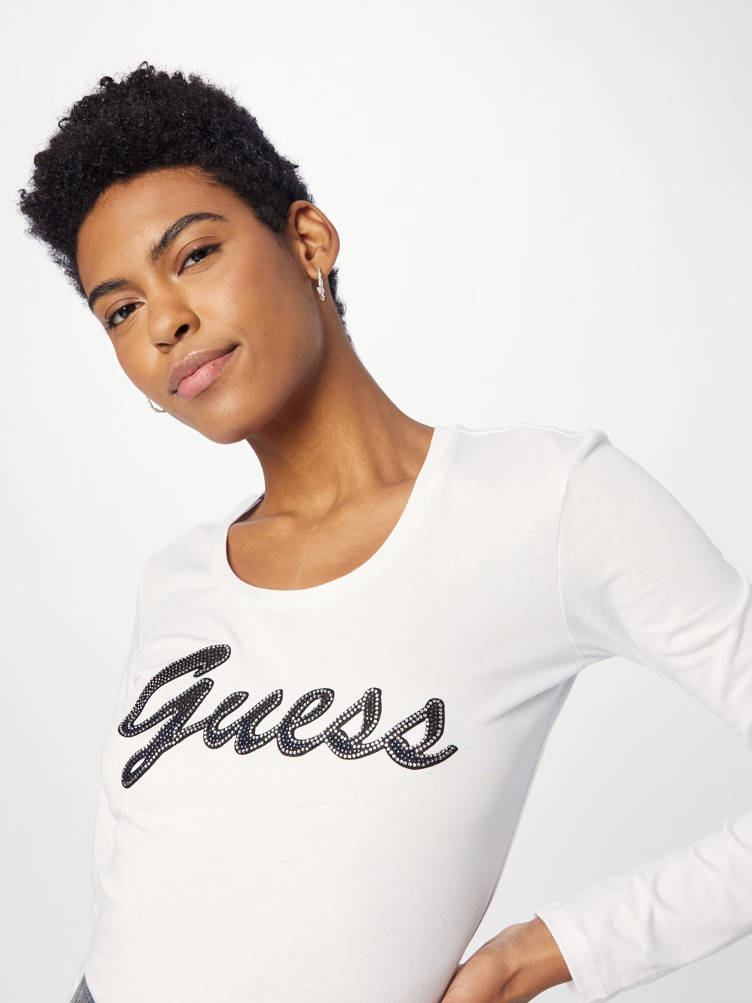 GUESS Tricou albastru / kaki / negru / alb - Pled.ro