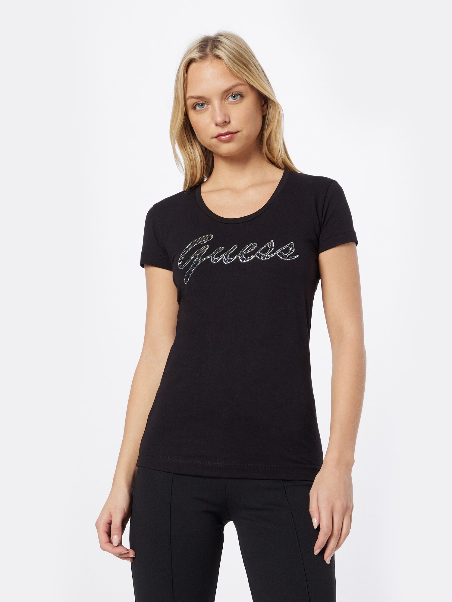 GUESS Tricou albastru / negru / argintiu - Pled.ro