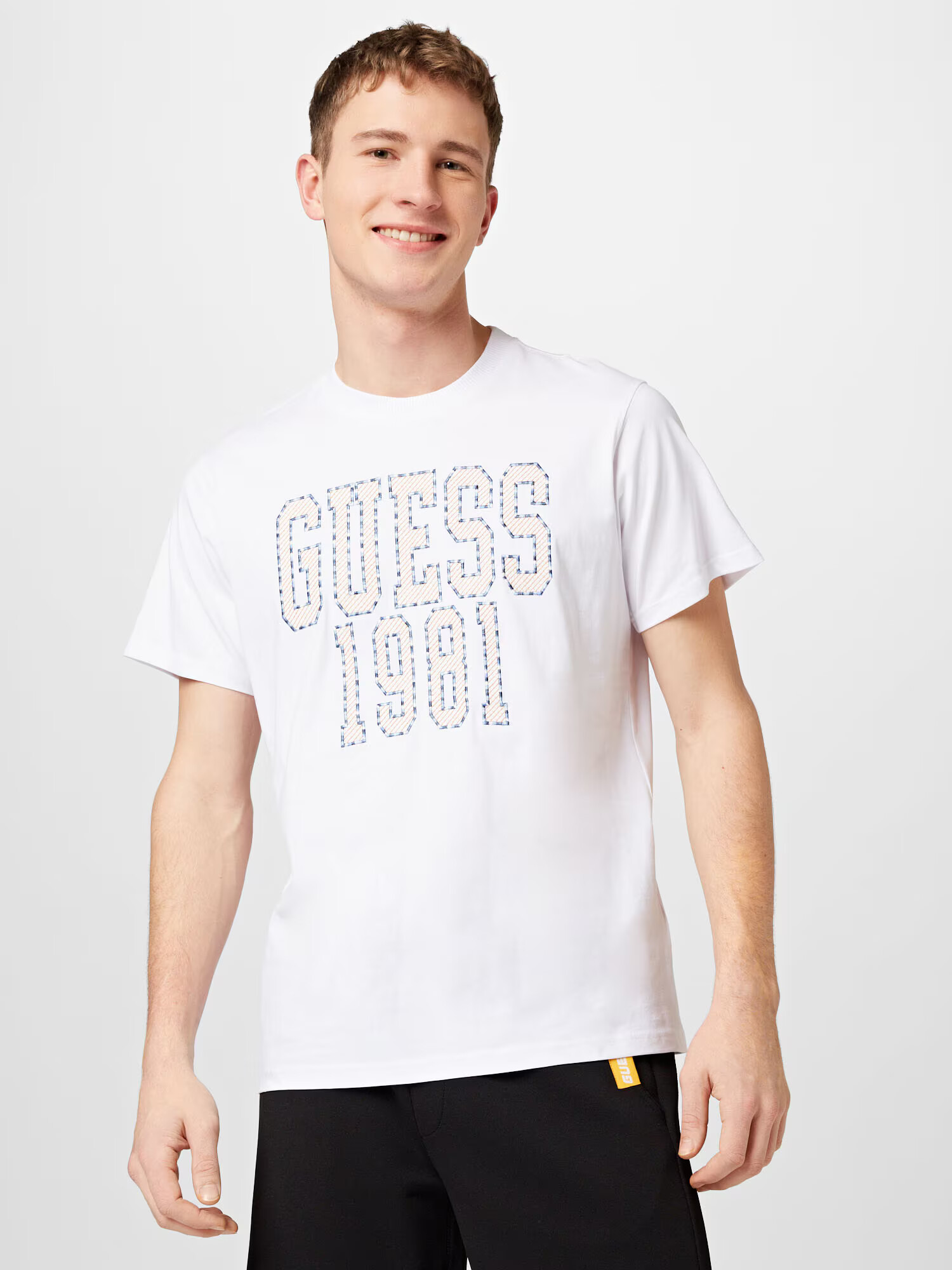 GUESS Tricou albastru / portocaliu / alb - Pled.ro