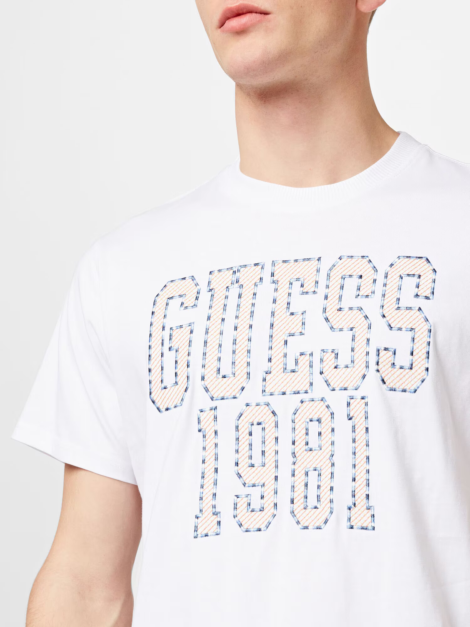 GUESS Tricou albastru / portocaliu / alb - Pled.ro