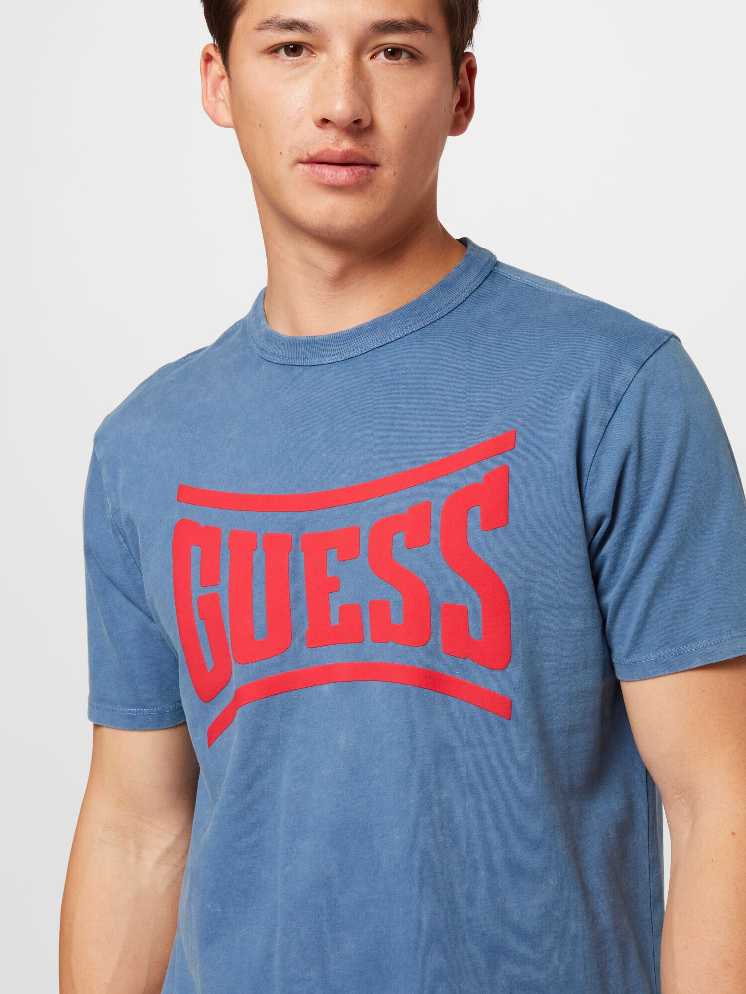 GUESS Tricou albastru / roșu - Pled.ro