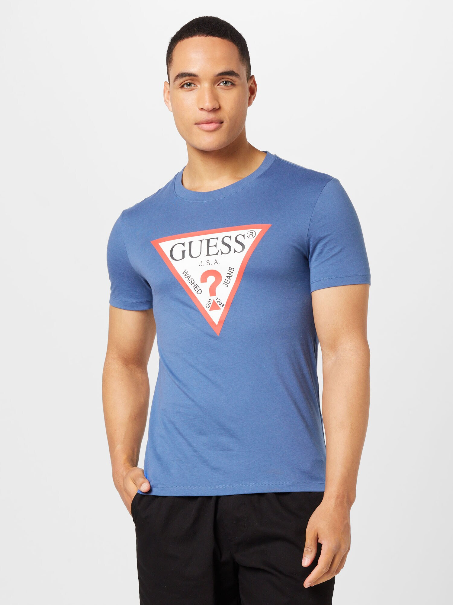 GUESS Tricou albastru / roșu / negru / alb - Pled.ro