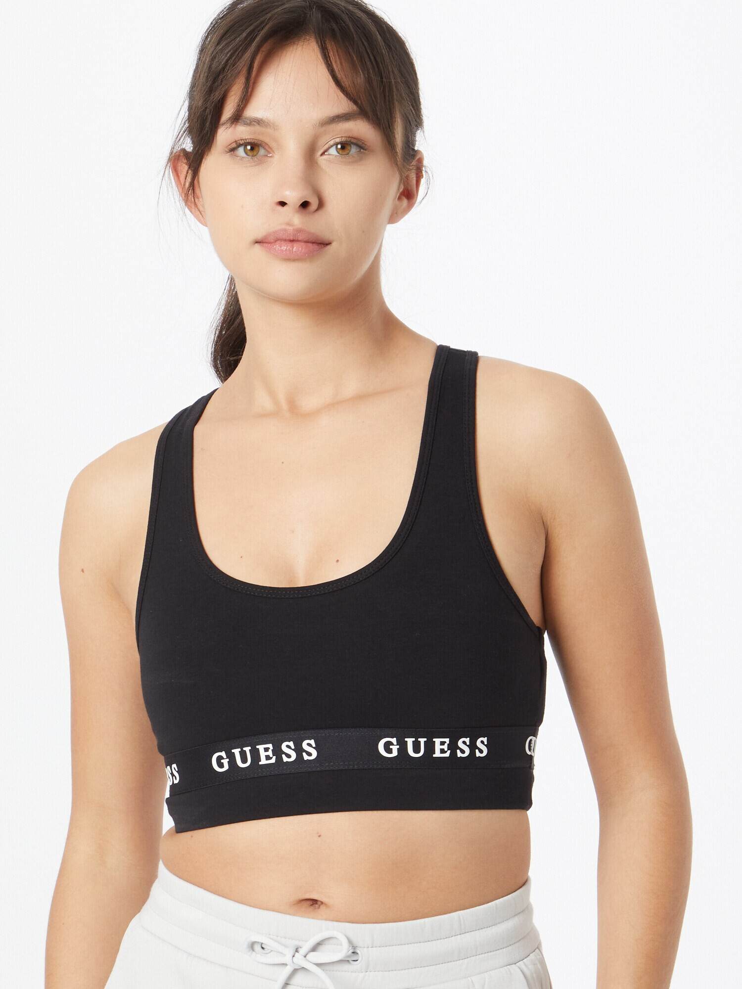 GUESS Tricou 'Aline' negru / alb - Pled.ro