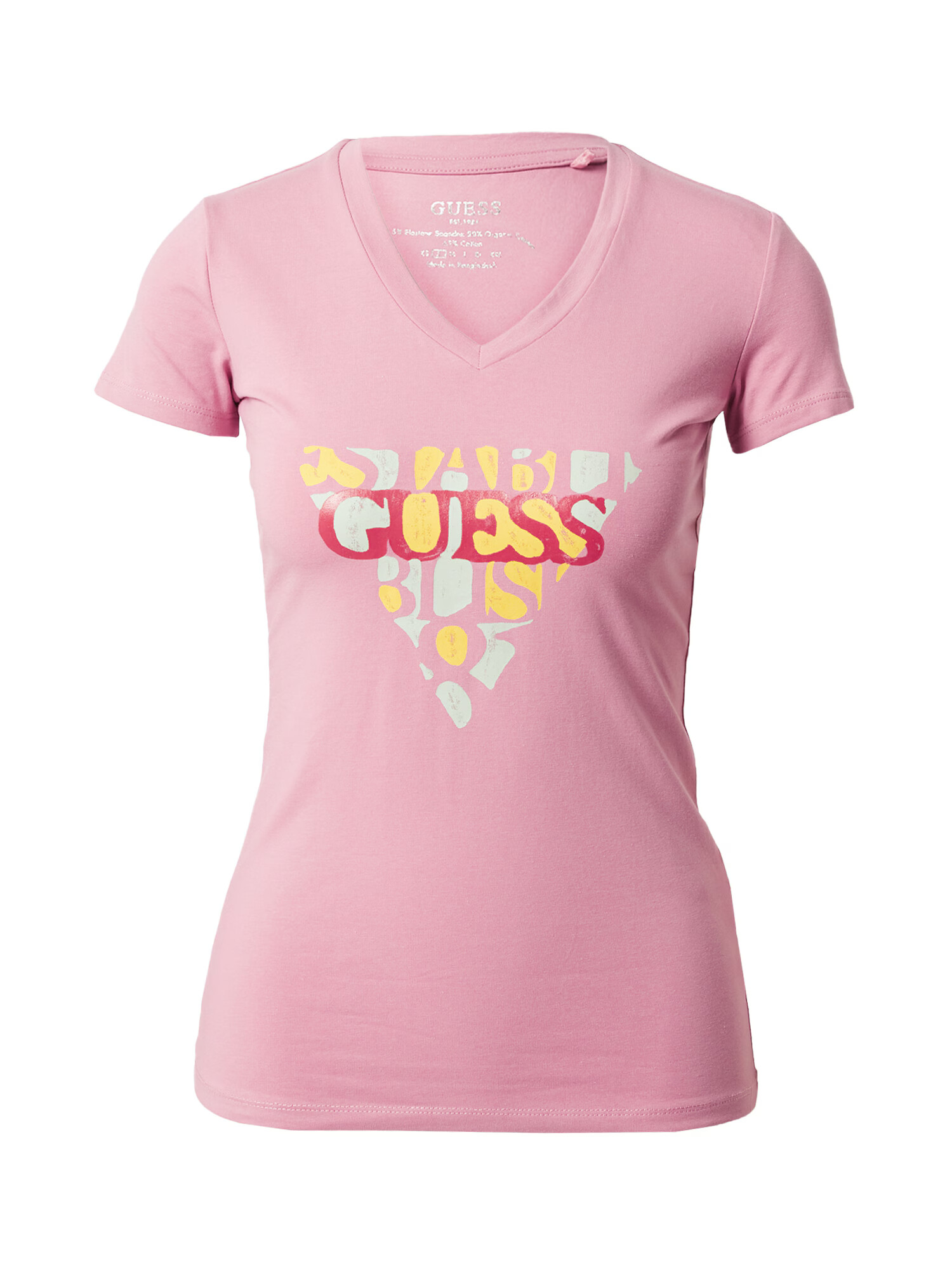 GUESS Tricou 'AMALIA' galben / roz / roșu / alb murdar - Pled.ro