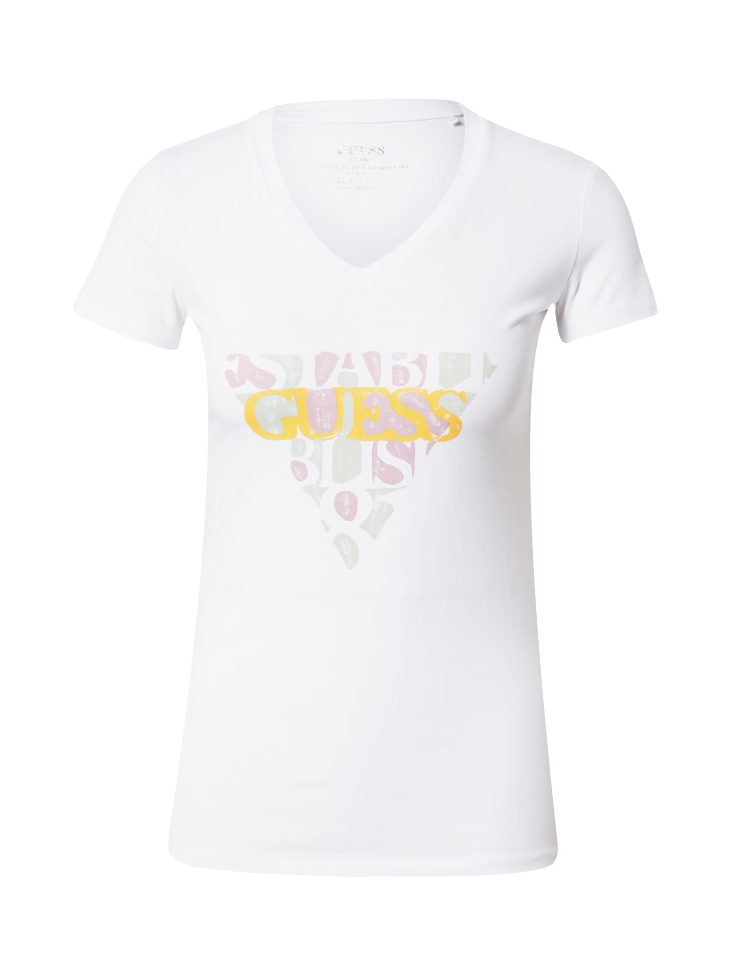 GUESS Tricou 'AMALIA' galben / verde pastel / roz pal / alb - Pled.ro