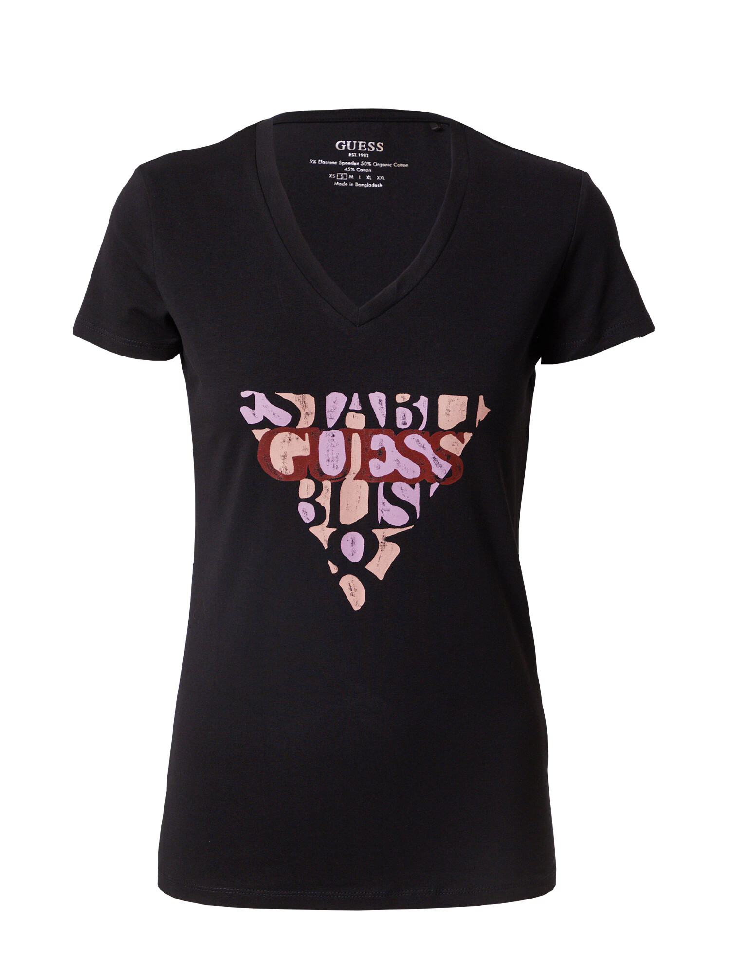 GUESS Tricou 'AMALIA' mov deschis / portocaliu caisă / roz pal / negru - Pled.ro