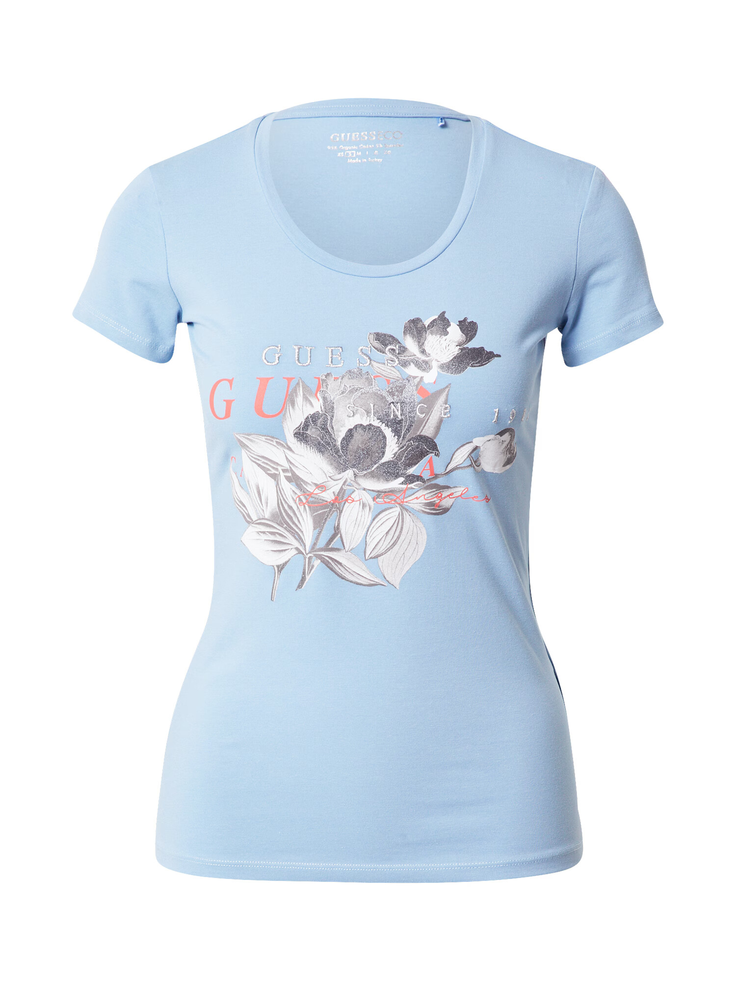 GUESS Tricou 'ANUKE' albastru deschis / gri / roșu / alb - Pled.ro