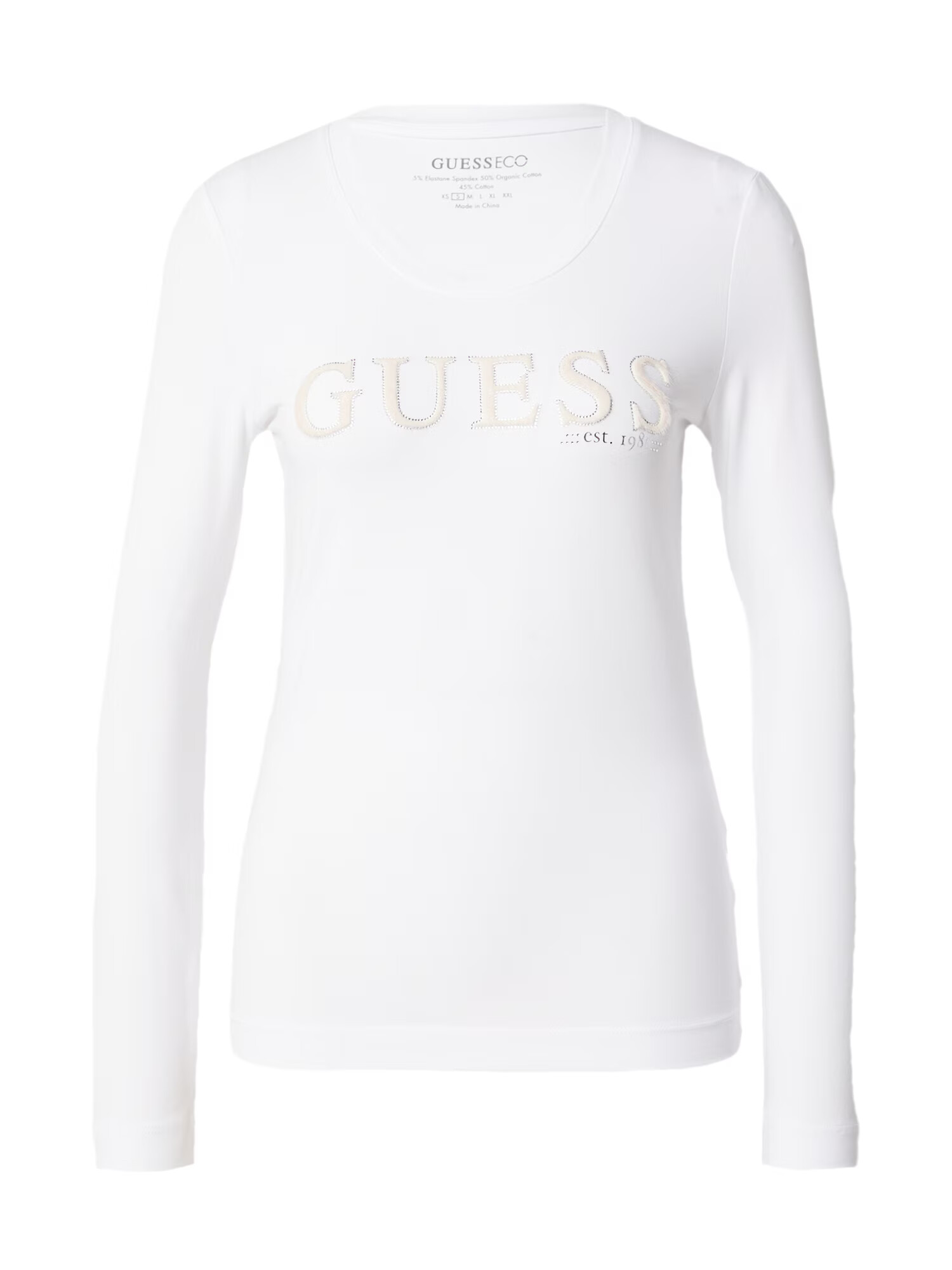 GUESS Tricou argintiu / alb - Pled.ro