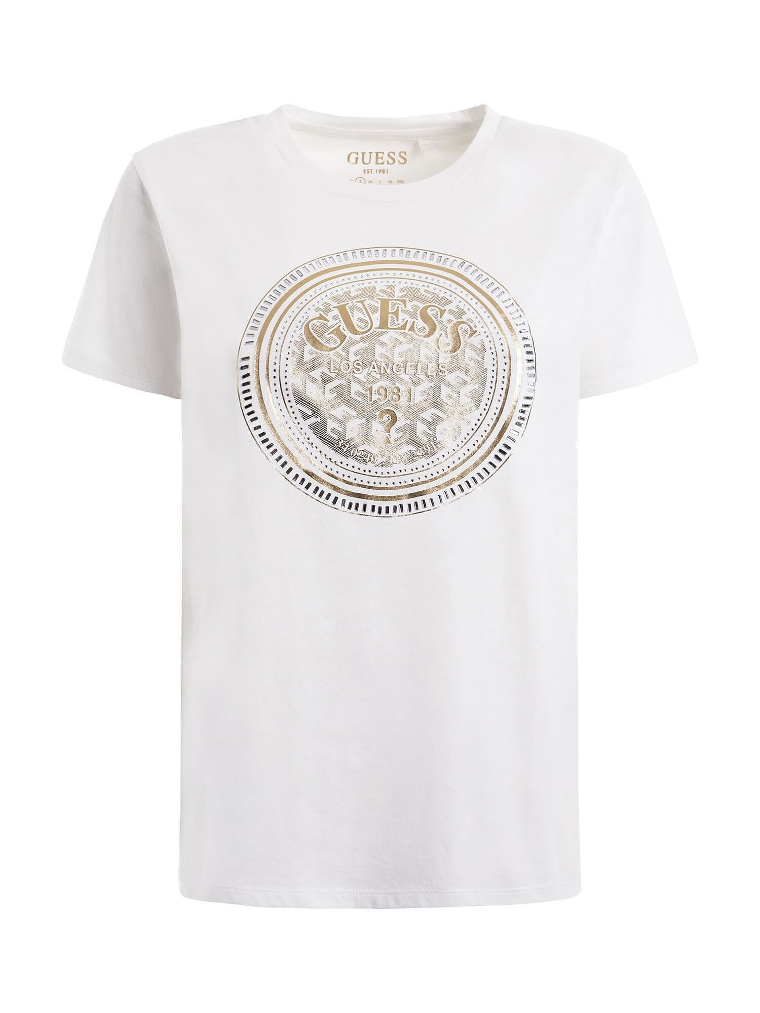 GUESS Tricou auriu / alb - Pled.ro