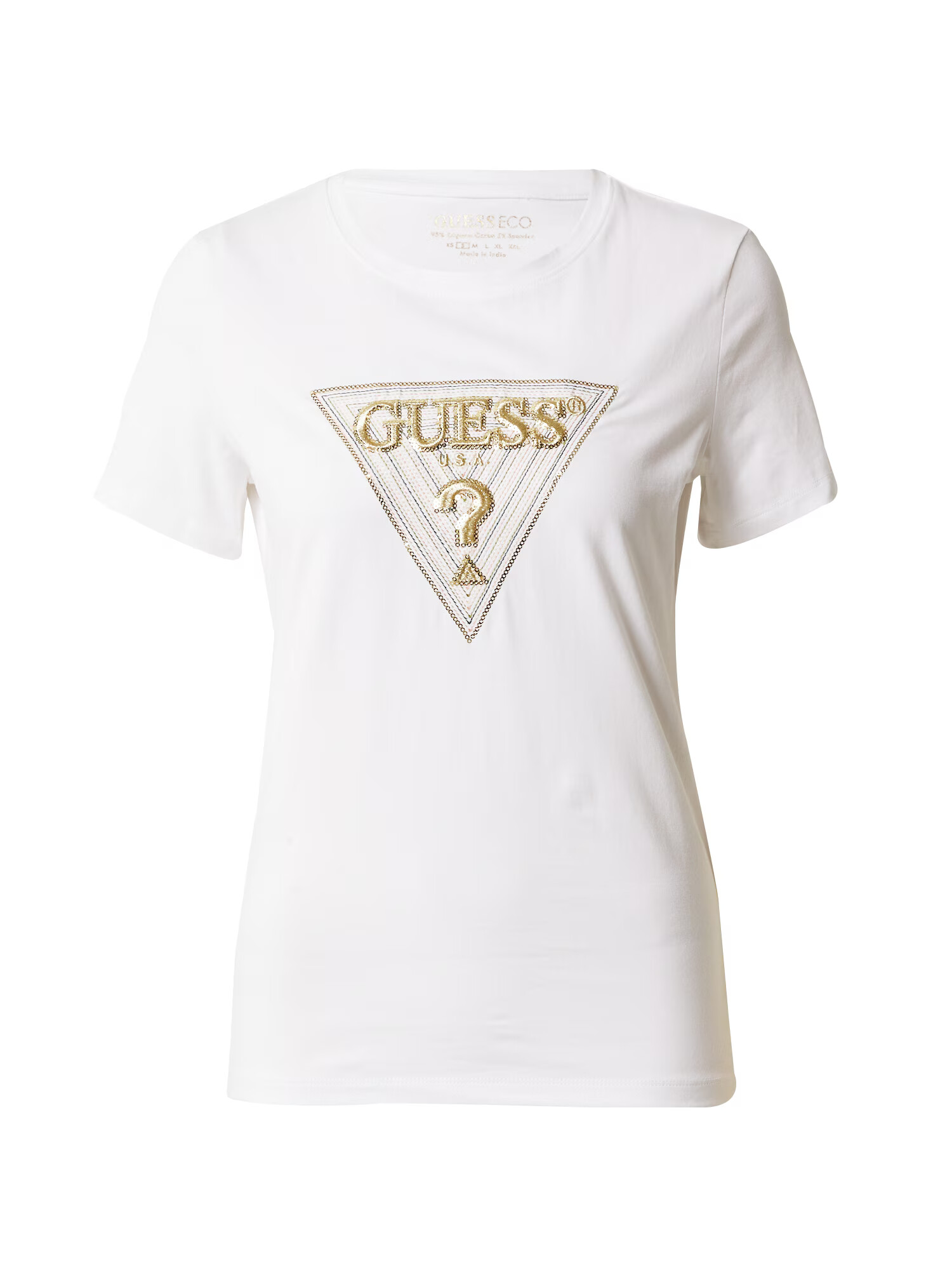 GUESS Tricou auriu / alb - Pled.ro