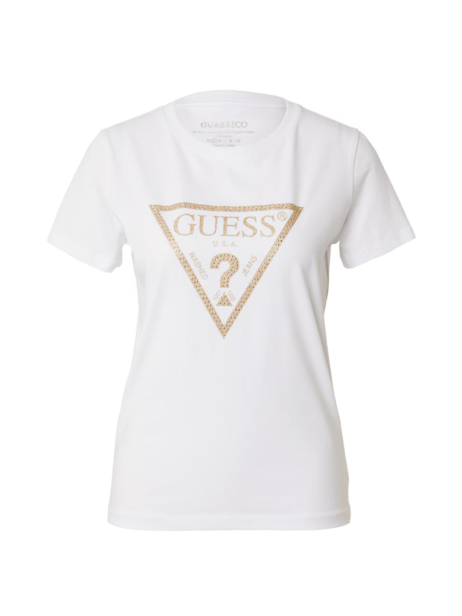 GUESS Tricou auriu / alb - Pled.ro