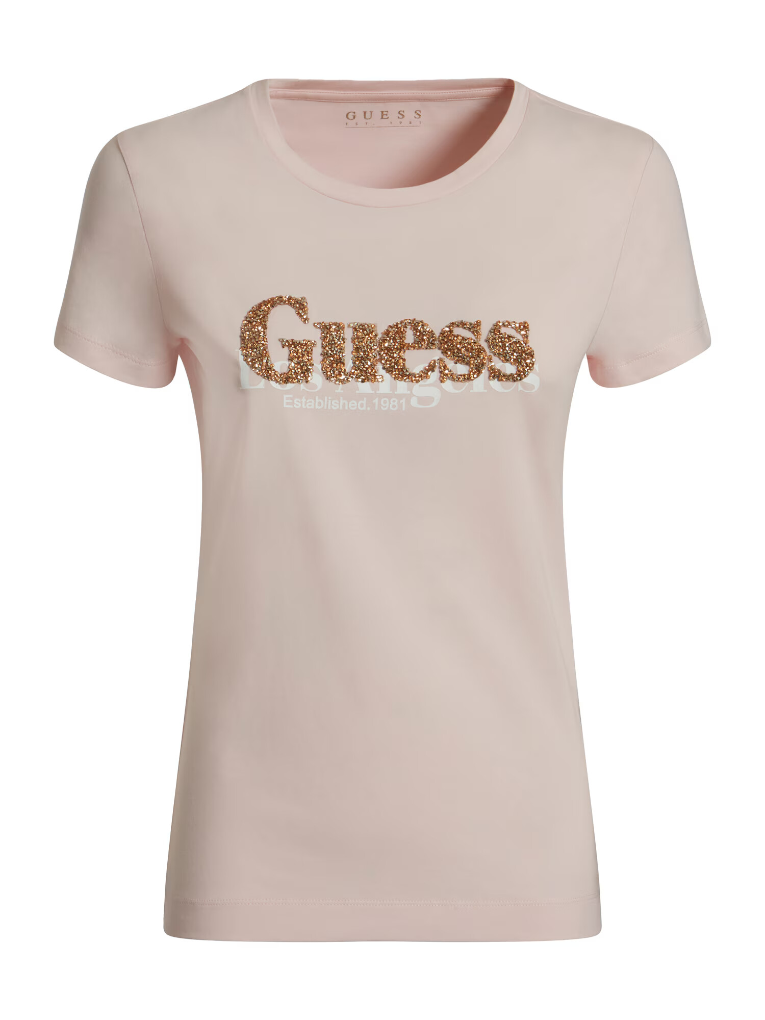 GUESS Tricou auriu / roz / alb - Pled.ro