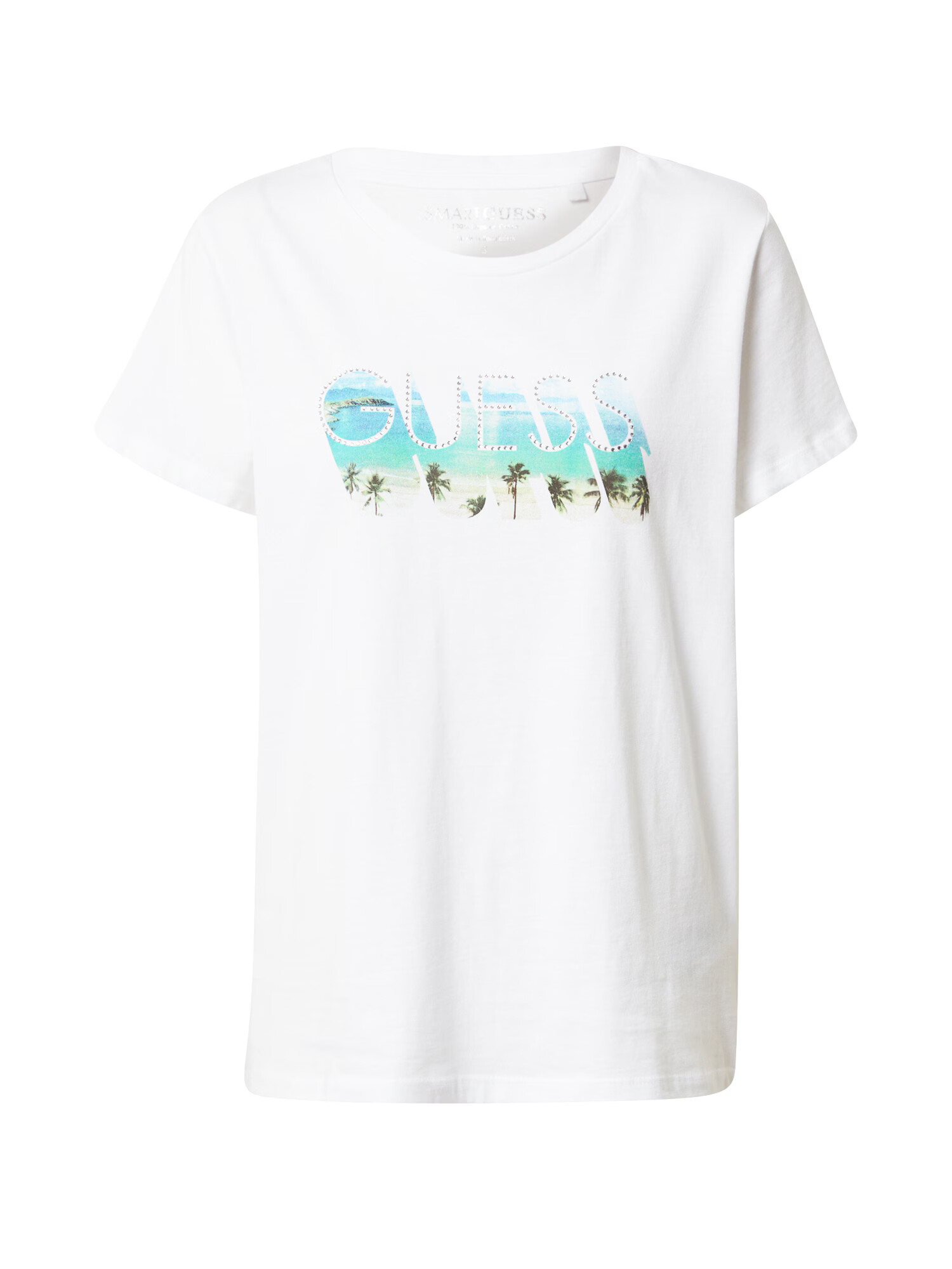 GUESS Tricou azuriu / oliv / verde pin / alb - Pled.ro