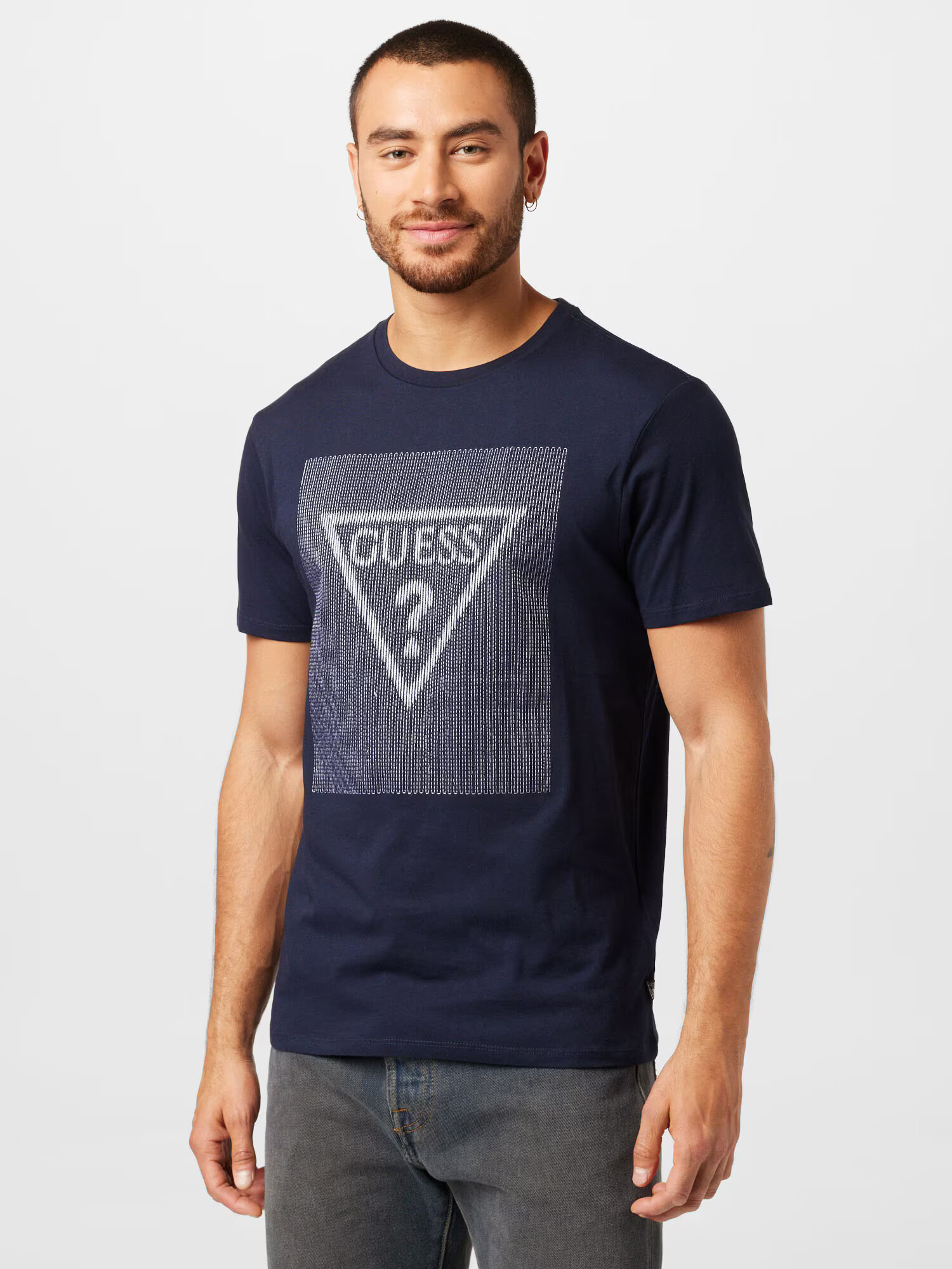 GUESS Tricou bleumarin / alb - Pled.ro