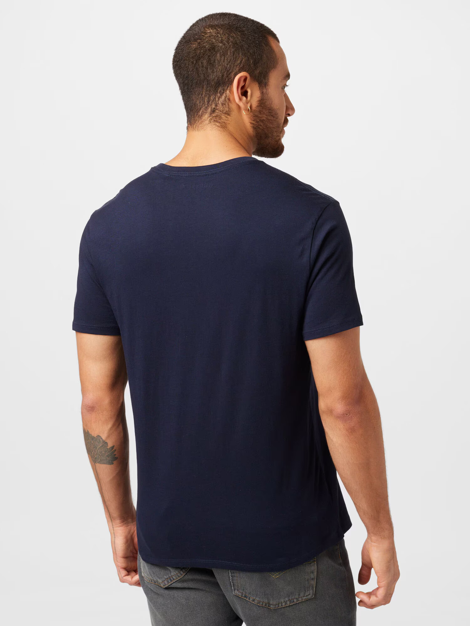 GUESS Tricou bleumarin / alb - Pled.ro