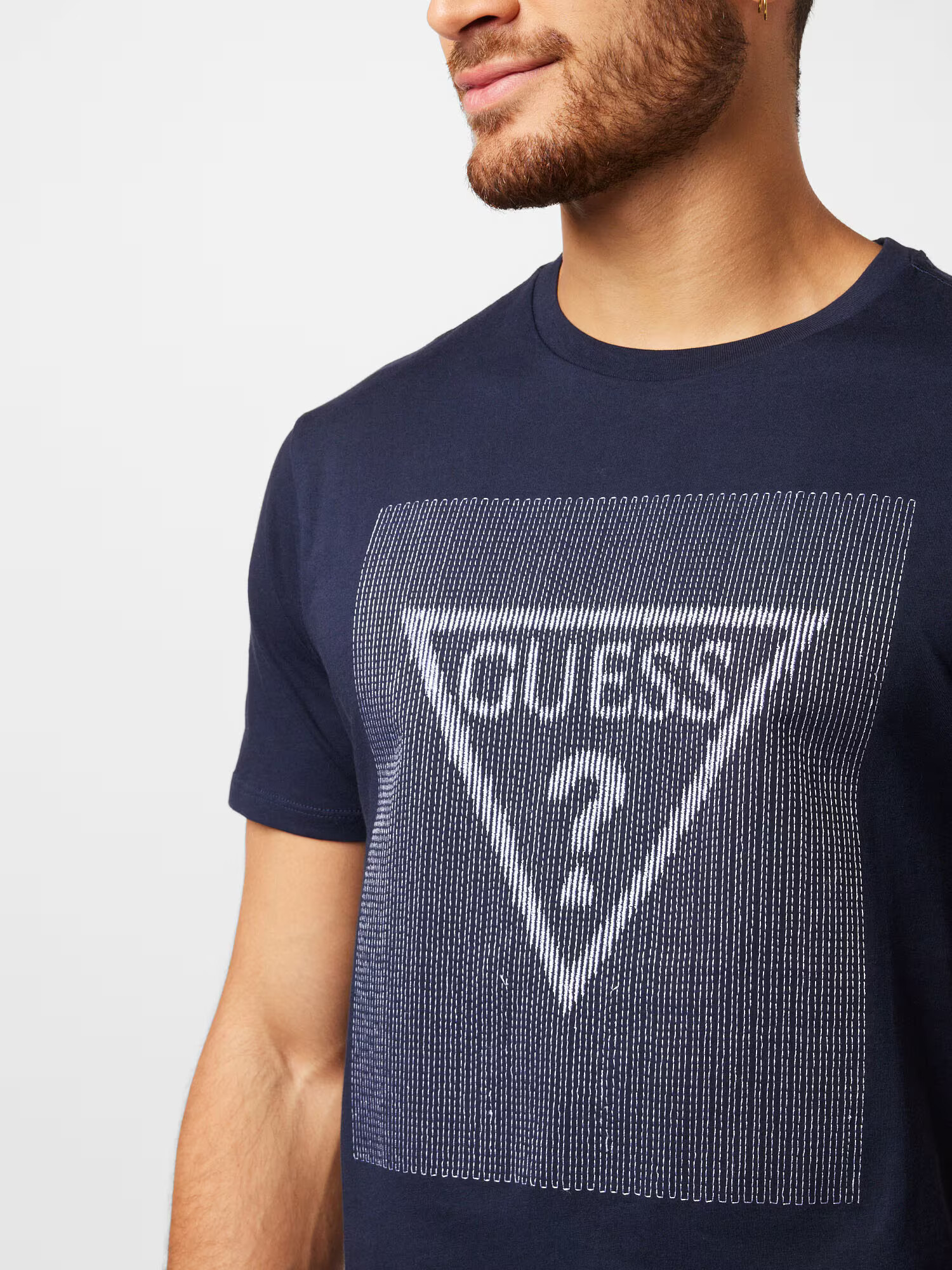 GUESS Tricou bleumarin / alb - Pled.ro