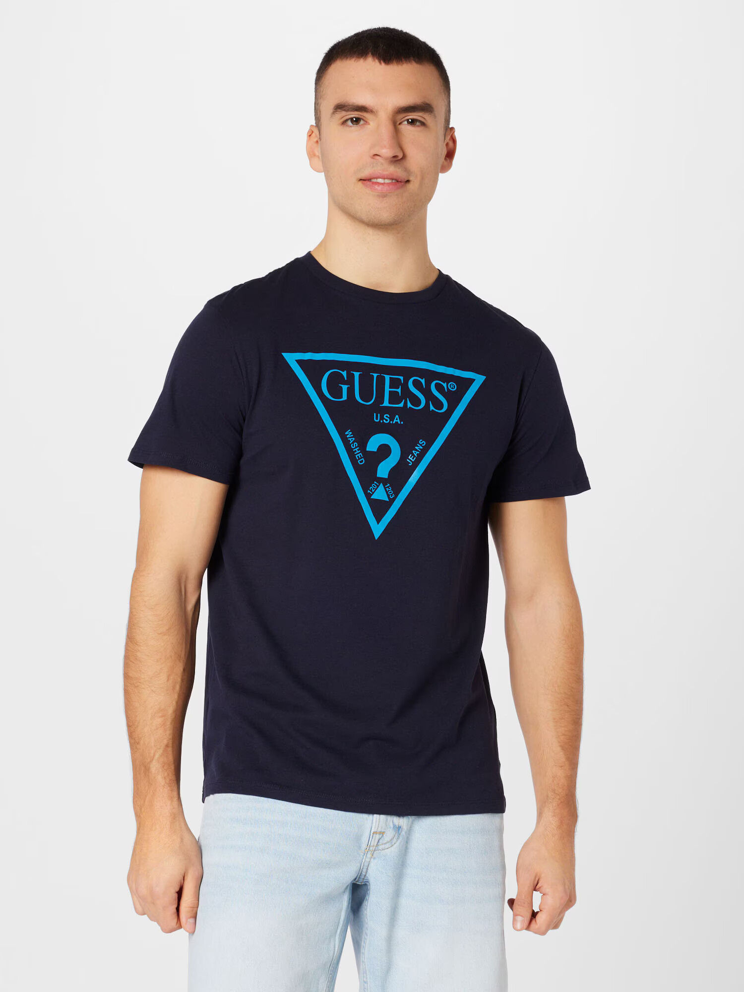 GUESS Tricou bleumarin / azur - Pled.ro