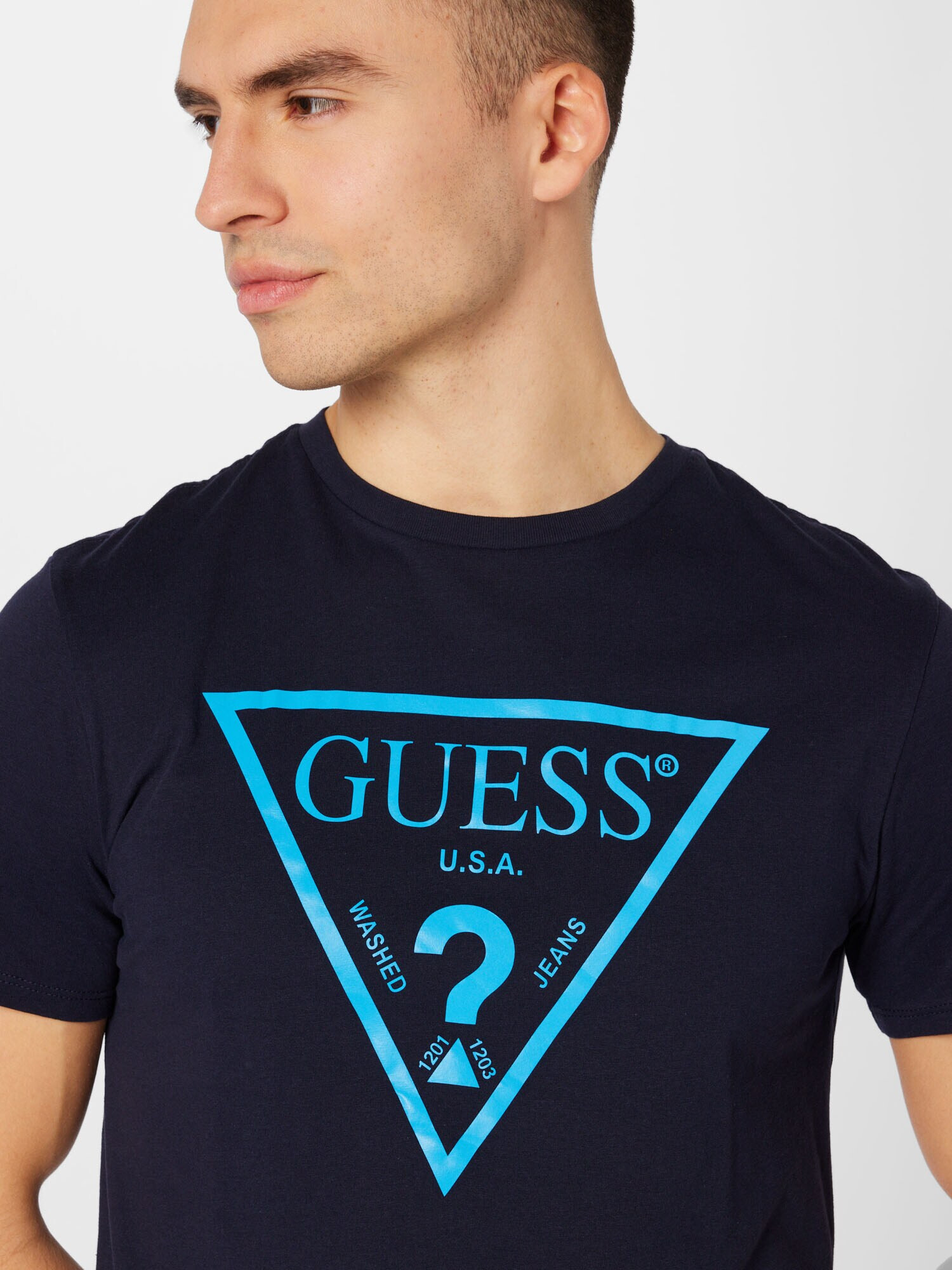 GUESS Tricou bleumarin / azur - Pled.ro