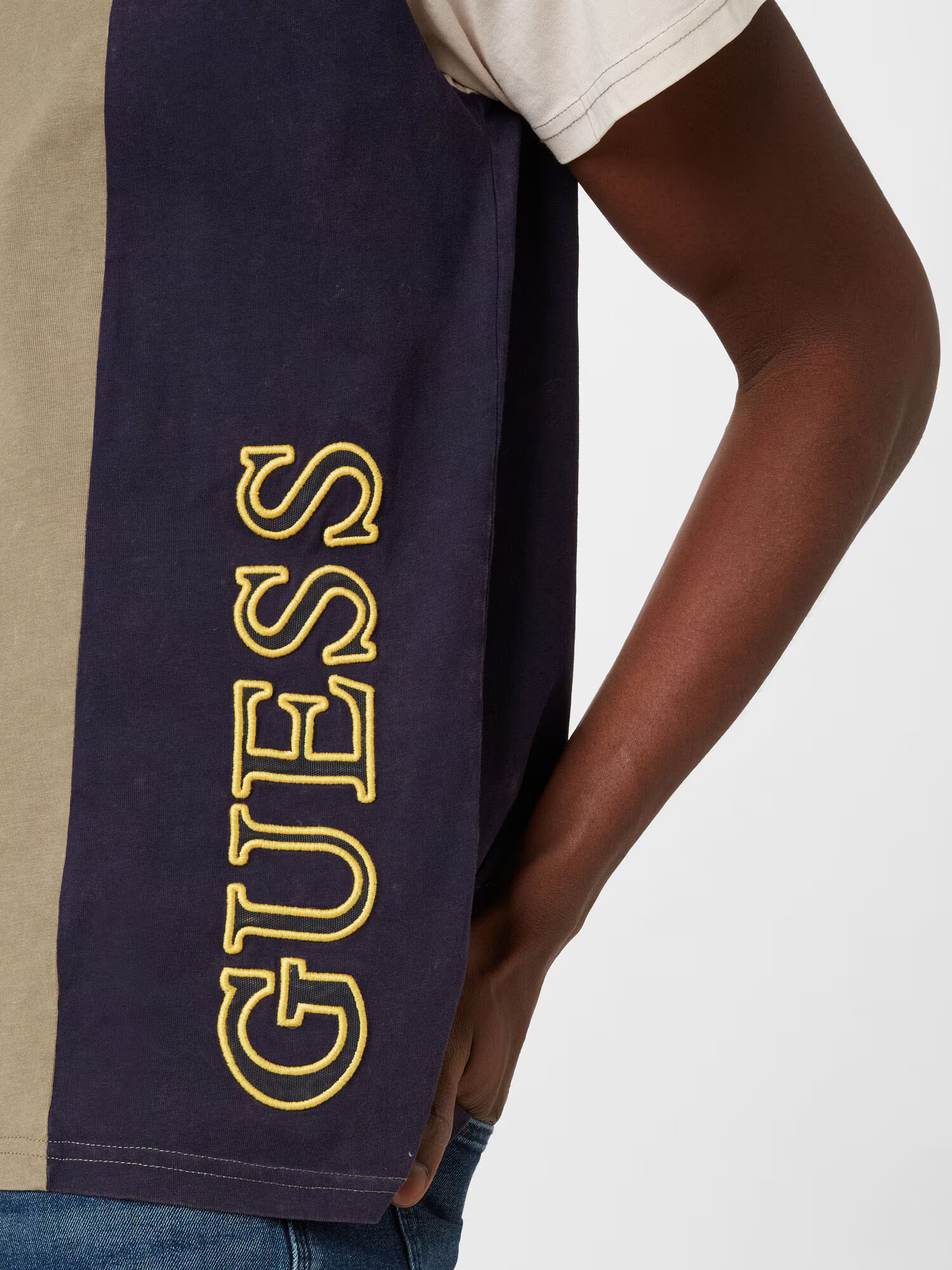 GUESS Tricou bleumarin / kaki / corai / alb - Pled.ro