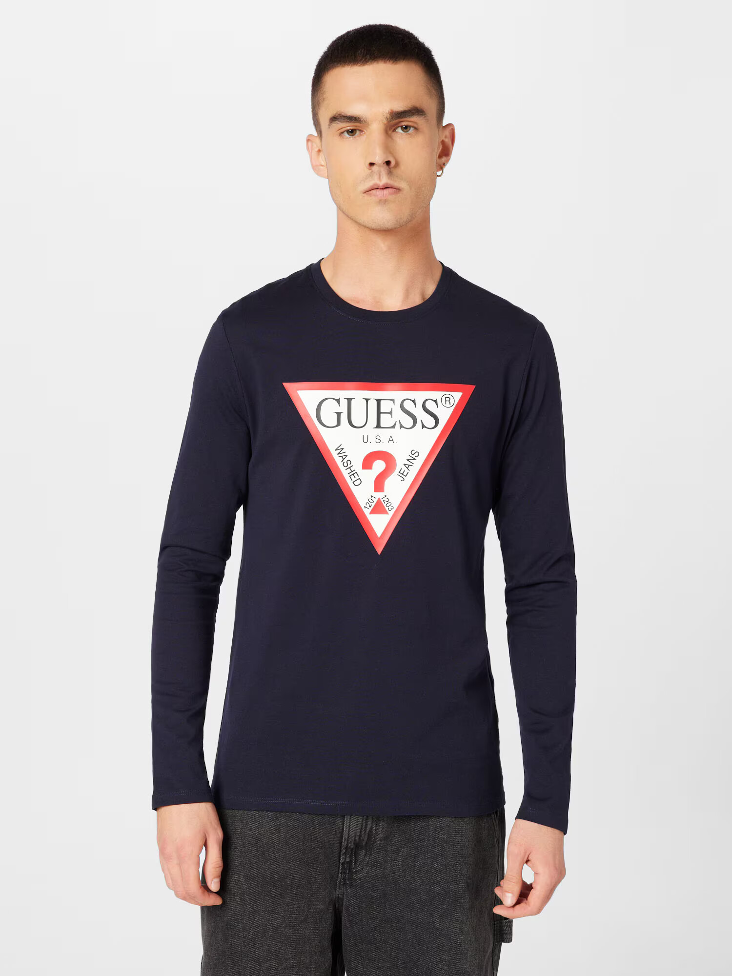 GUESS Tricou bleumarin / roșu / alb - Pled.ro