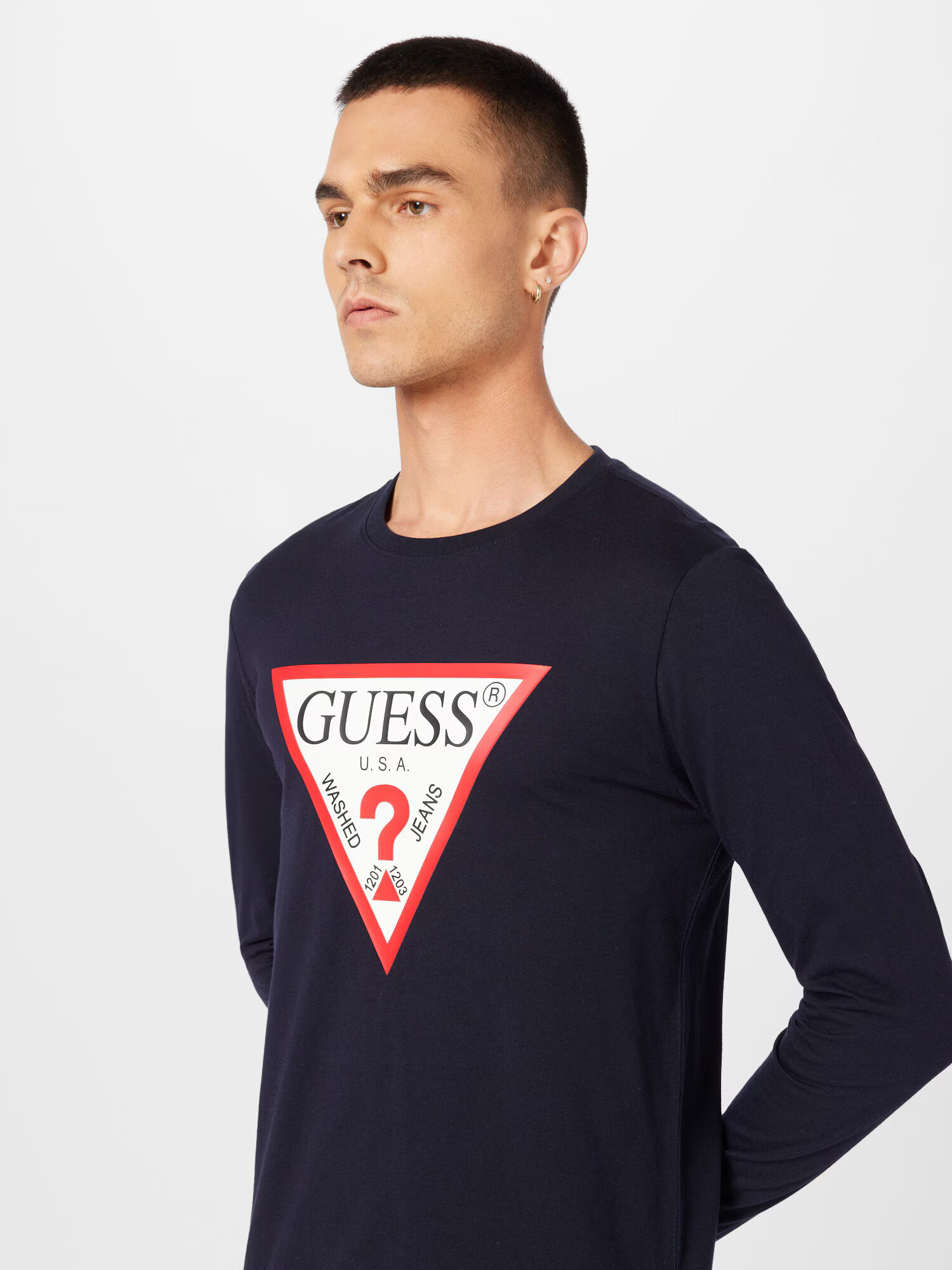 GUESS Tricou bleumarin / roșu / alb - Pled.ro