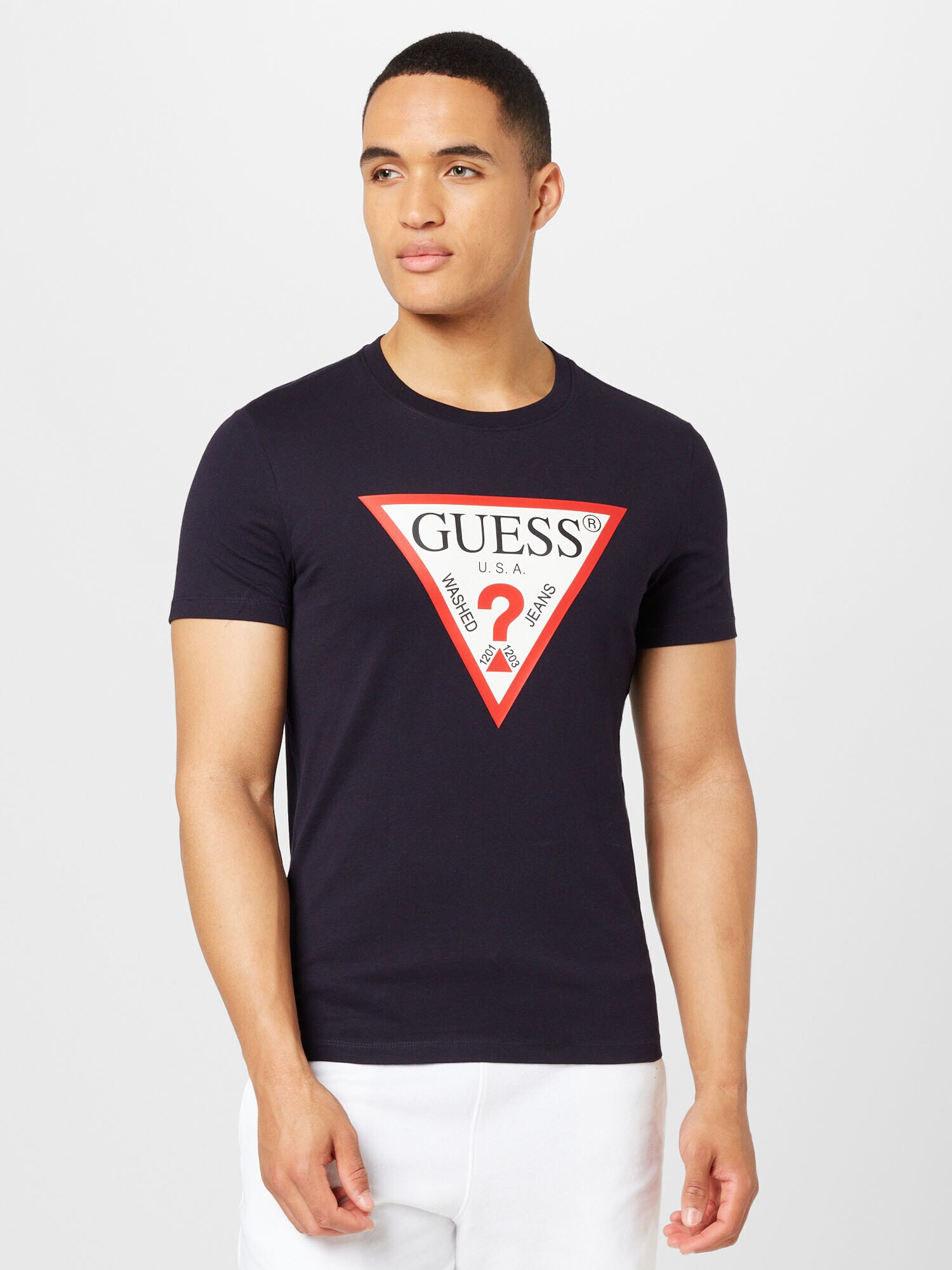 GUESS Tricou bleumarin / roșu / alb - Pled.ro