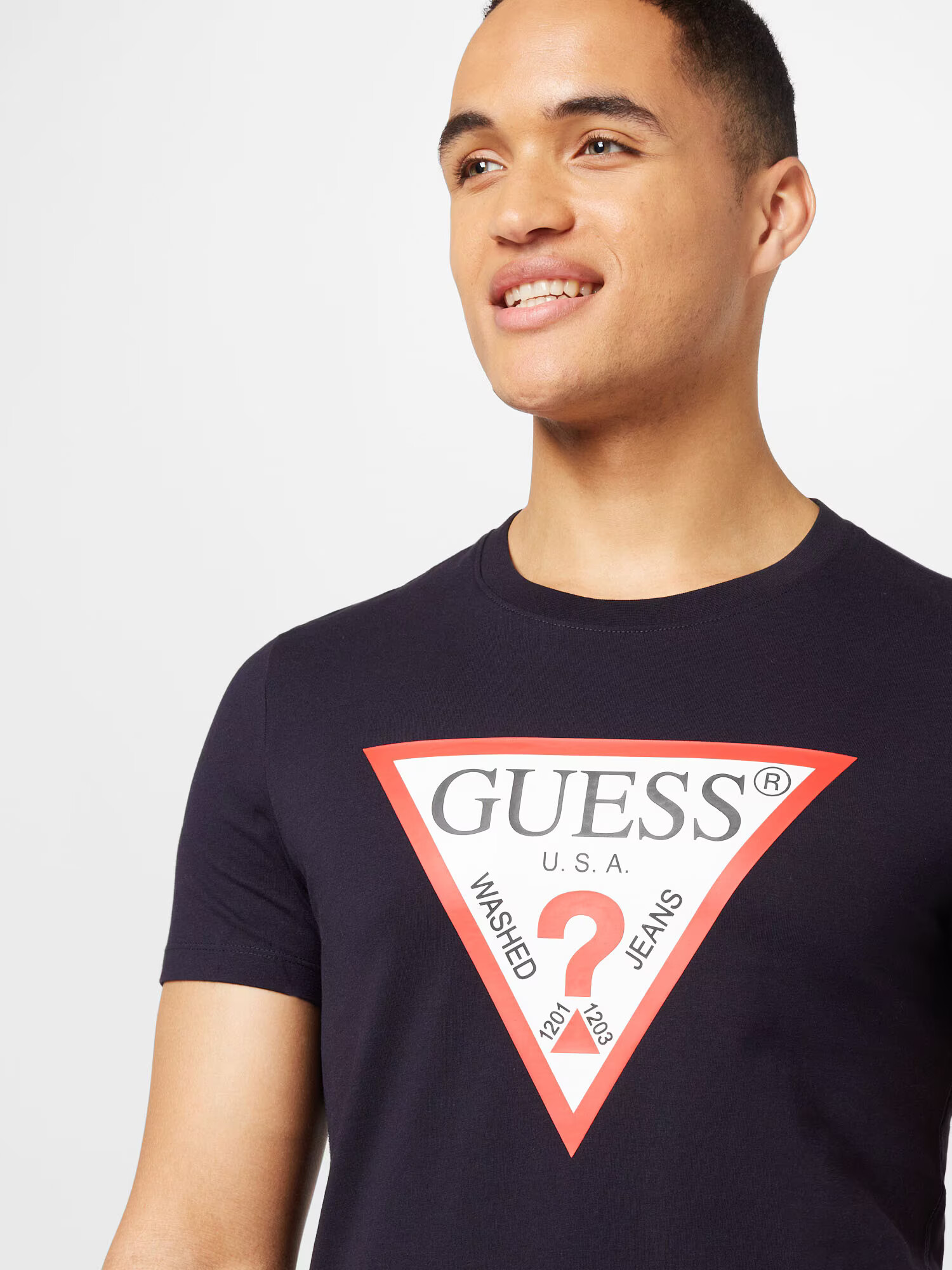 GUESS Tricou bleumarin / roșu / alb - Pled.ro